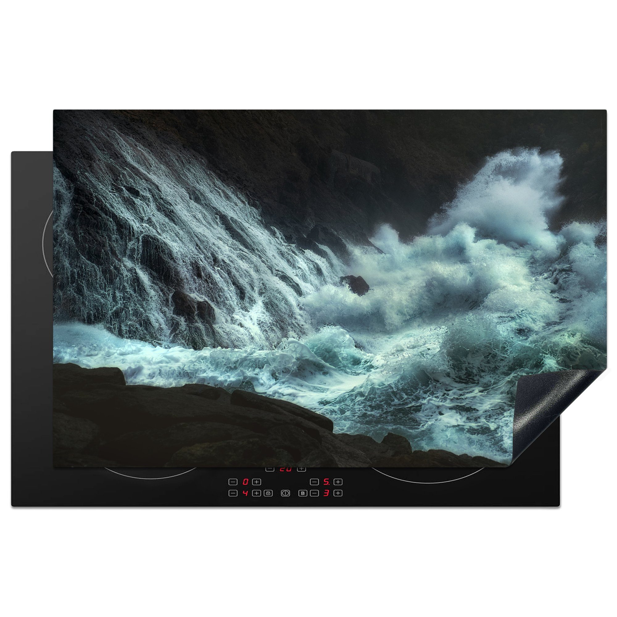 MuchoWow Herdblende-/Abdeckplatte Meer - Steine - Wasser, Vinyl, (1 tlg), 81x52 cm, Induktionskochfeld Schutz für die küche, Ceranfeldabdeckung