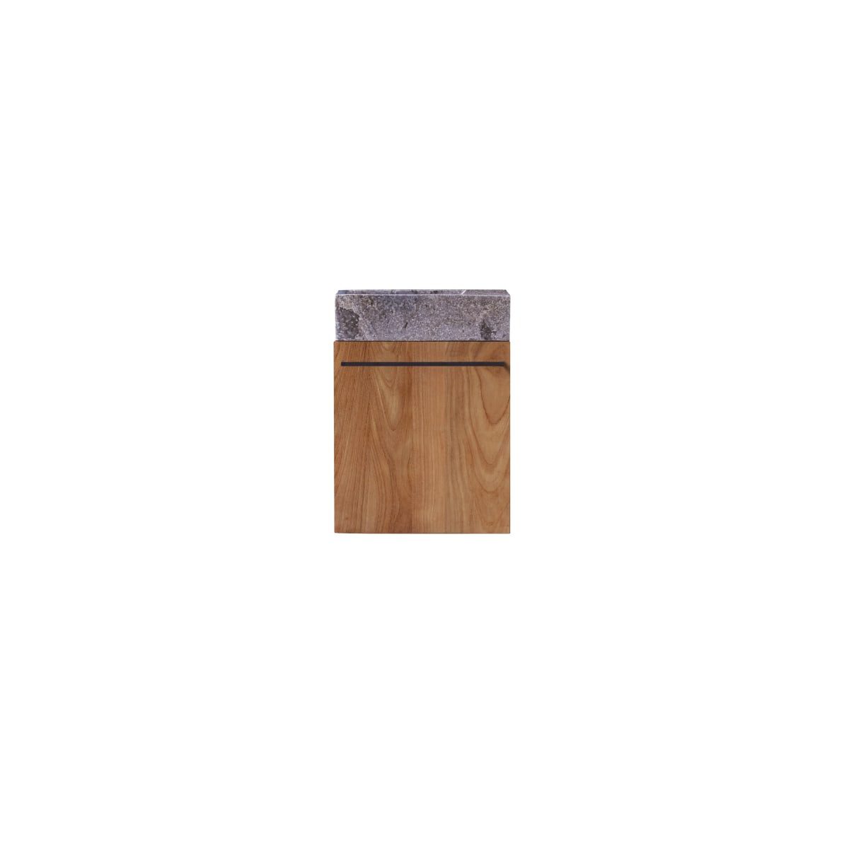 Tikamoon Waschtisch Stelle Badunterschrank massivem Teakholz mit Marmor Waschbecken grey