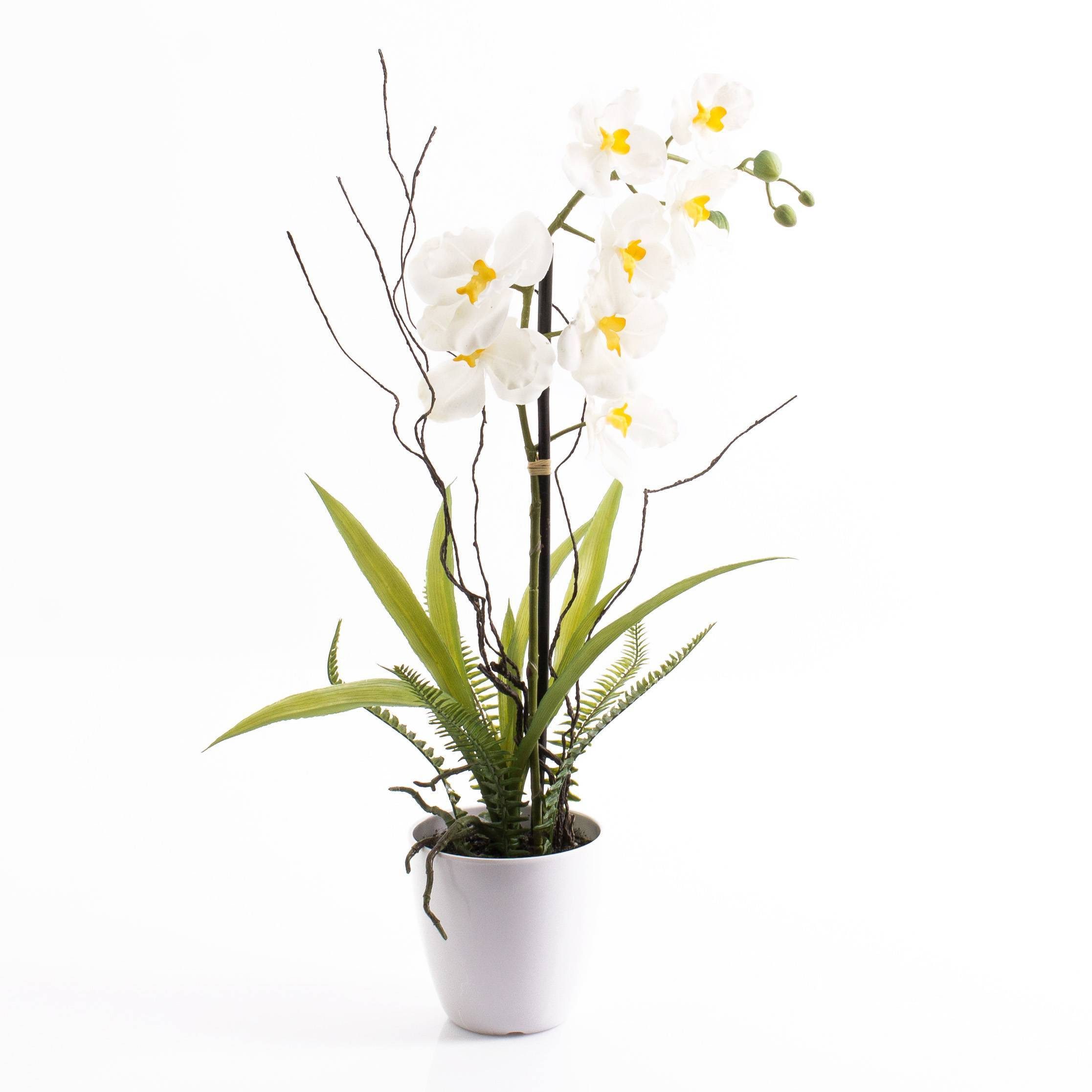 Kunstorchidee Künstliche Orchidee Phalaenopsis Melina im Topf, 1 Zweig, weiß, 65cm Orchidee (Orchidee phalaenopsis), artplants, Höhe 65.0 cm