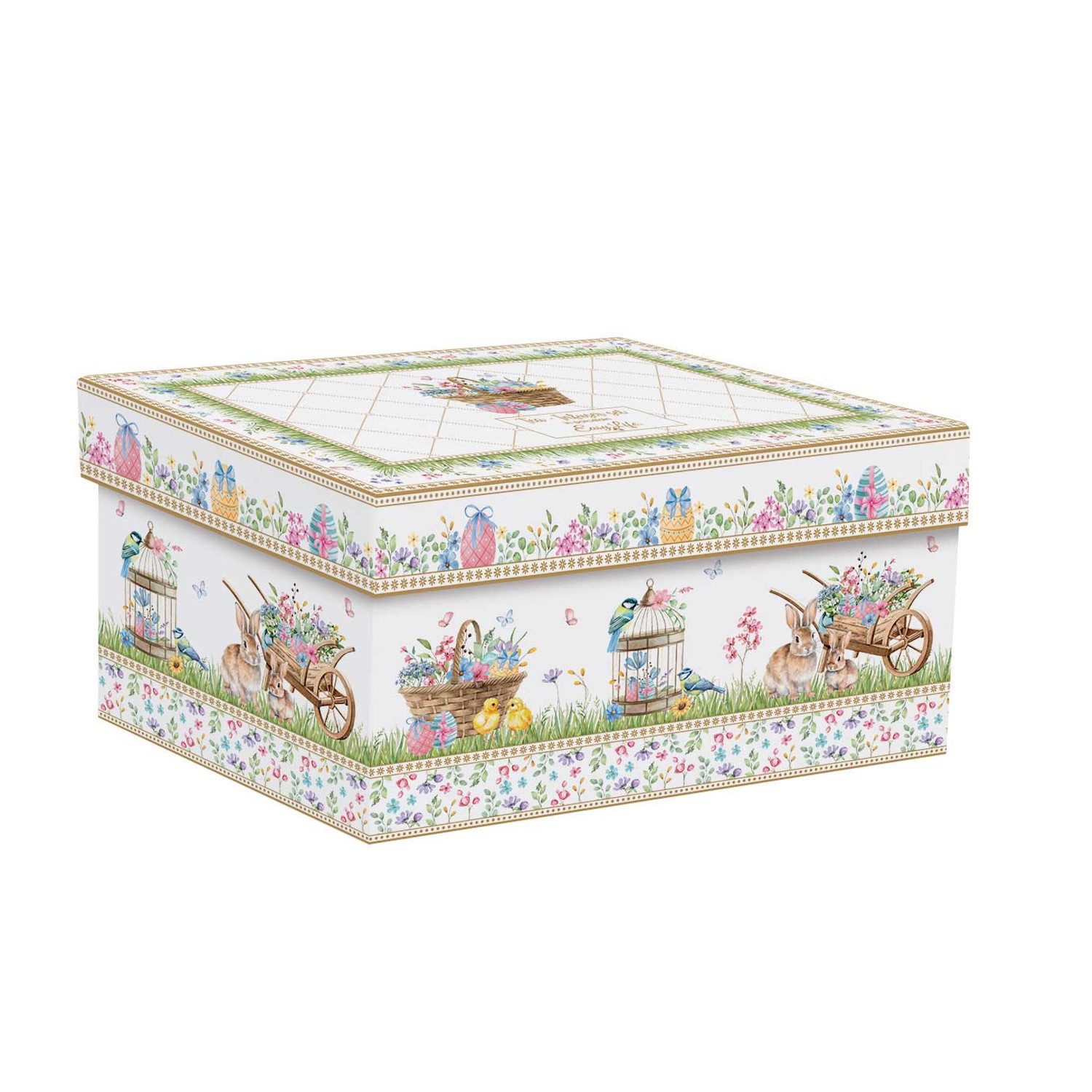 EasyLife Teekanne Spring Bloom, 600 l, Spülmaschinengeeignet, Weiß, Hasen & Blumenkörbe, H: 12cm