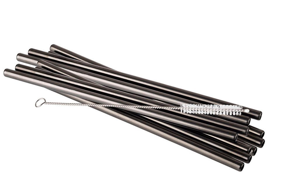 APS Trinkhalme, (Set, 11-tlg), 10 Trinkhalme aus Edelstahl + Reinigungsbürste