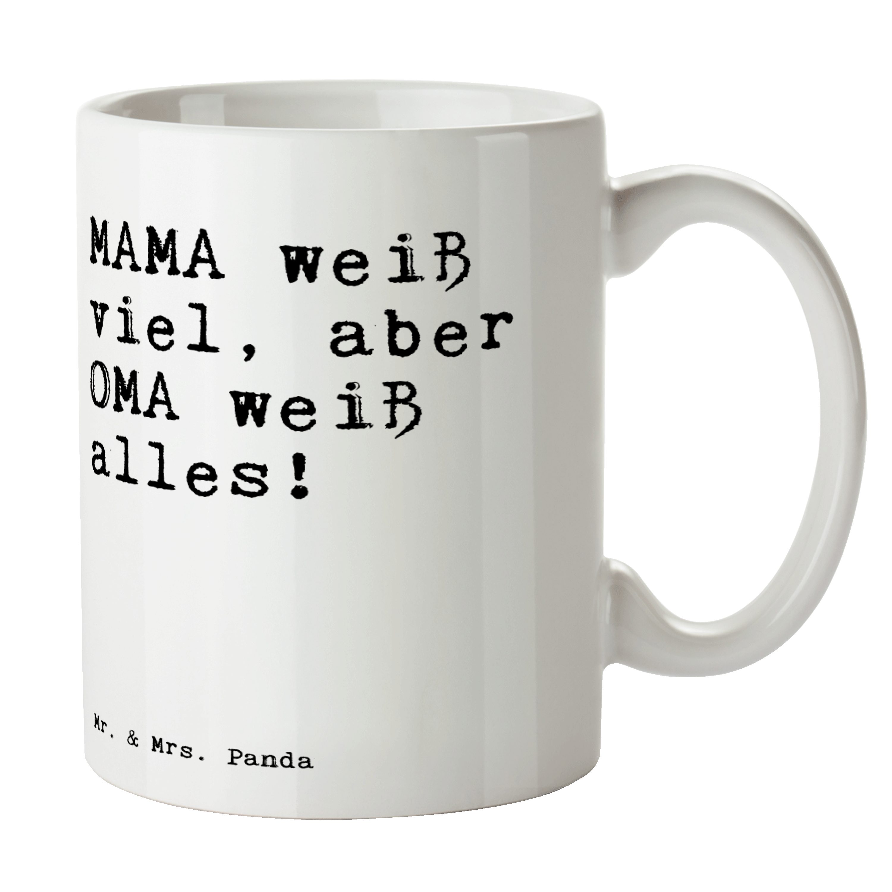 Mr. & Mrs. Panda Tasse MAMA weiß viel, aber... - Weiß - Geschenk, Familie, Teetasse, Porzell, Keramik