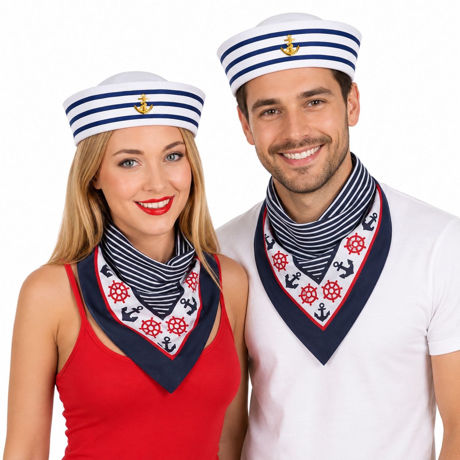 Das Kostümland Kostüm Matrosen Kostümset, Mütze und Halstuch im Marine