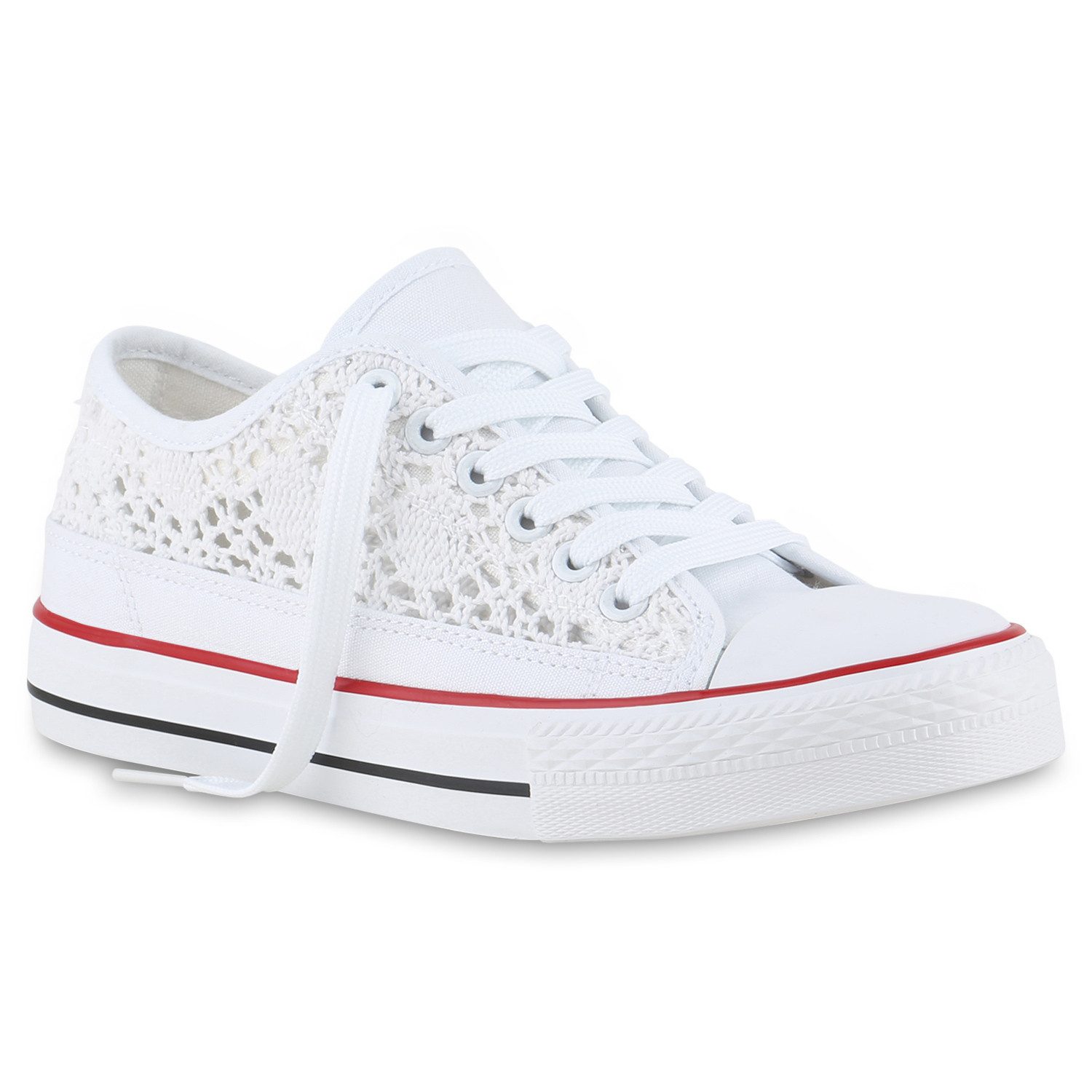 VAN HILL 841311 Sneaker Damen Sneaker Low Bequeme Schnürer Spitze Freizeit Stoff