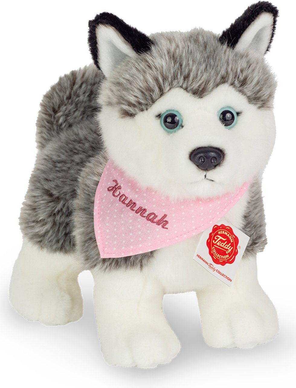 Image of Teddy Hermann® Kuscheltier »Husky mit rosa Halstuch, 23 cm«, mit individueller Bestickung