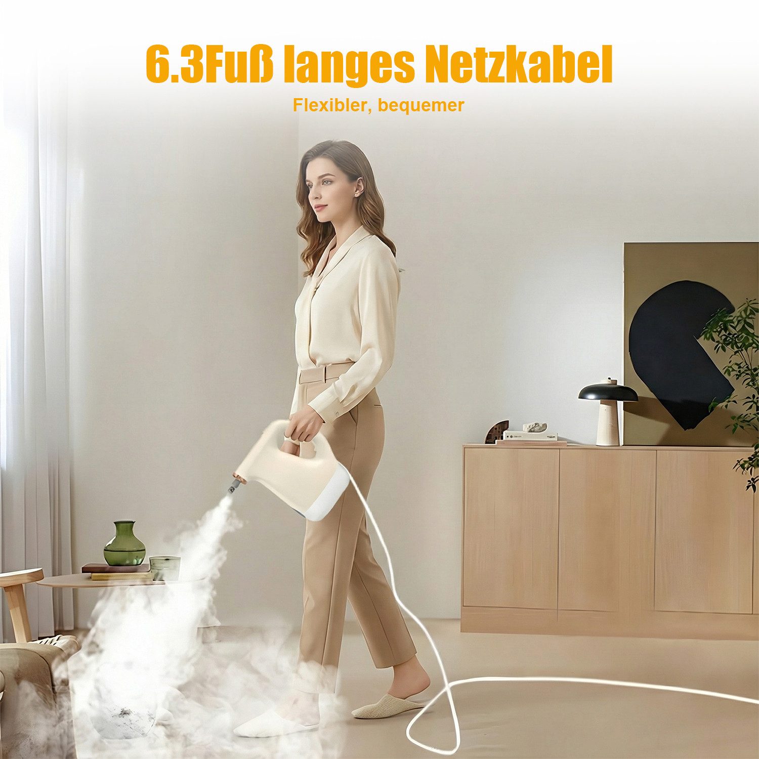 AKKEE Handdampfreiniger 450ml Dampfreiniger, Mehrzweckdampfreiniger mit 11-teiligem Zubehör, 1200 W