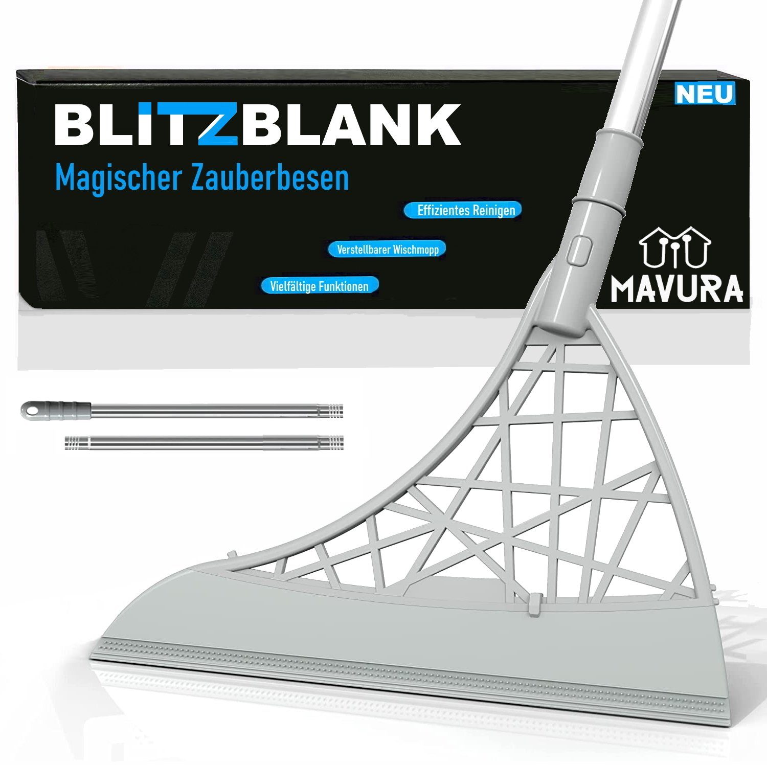 MAVURA Wischmopp BLITZBLANK Magischer Zauberbesen Silikon Besen Wischer