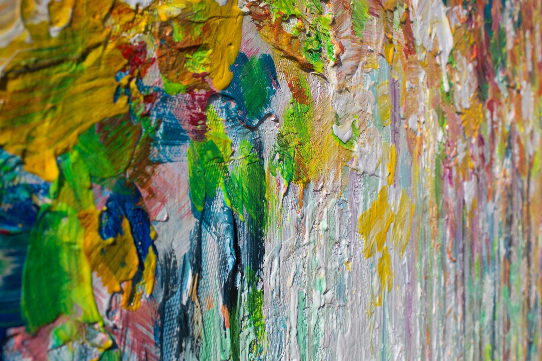 YS-Art Gemälde Baum Herbstlicher Landschaft, Ohne Bild Segelboote Schattenfugenrahmen Handgemalt Anlegeplatz, Leinwand Bunt
