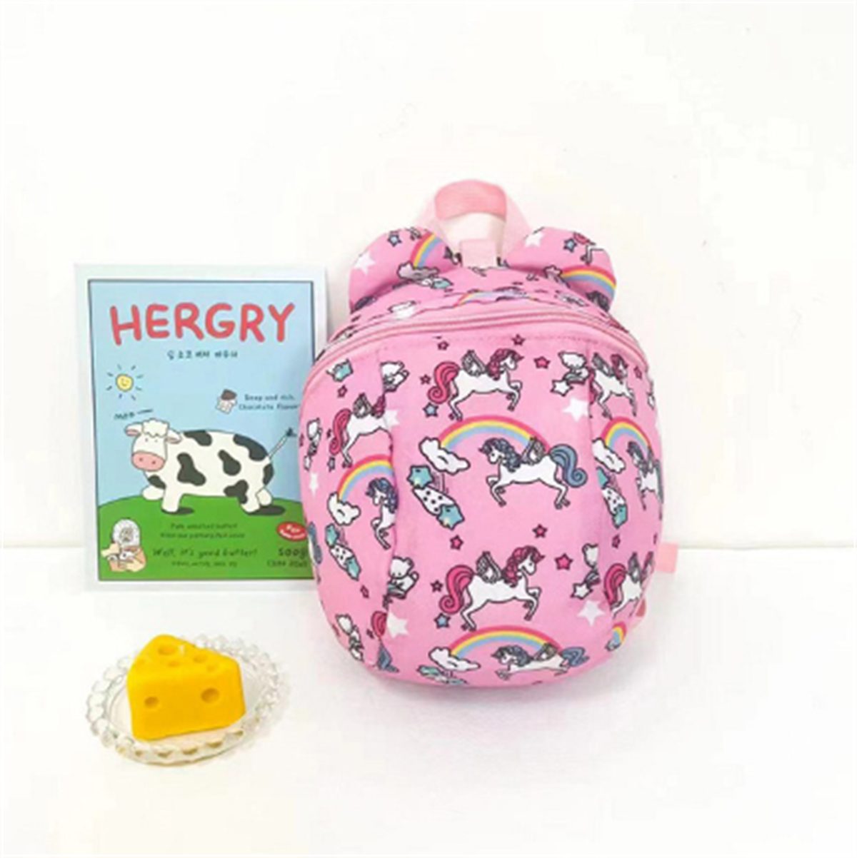 carefully selected Kinderrucksack Mini-Rucksack mit für Kinder Regenbogen-Pony-Muster rosa