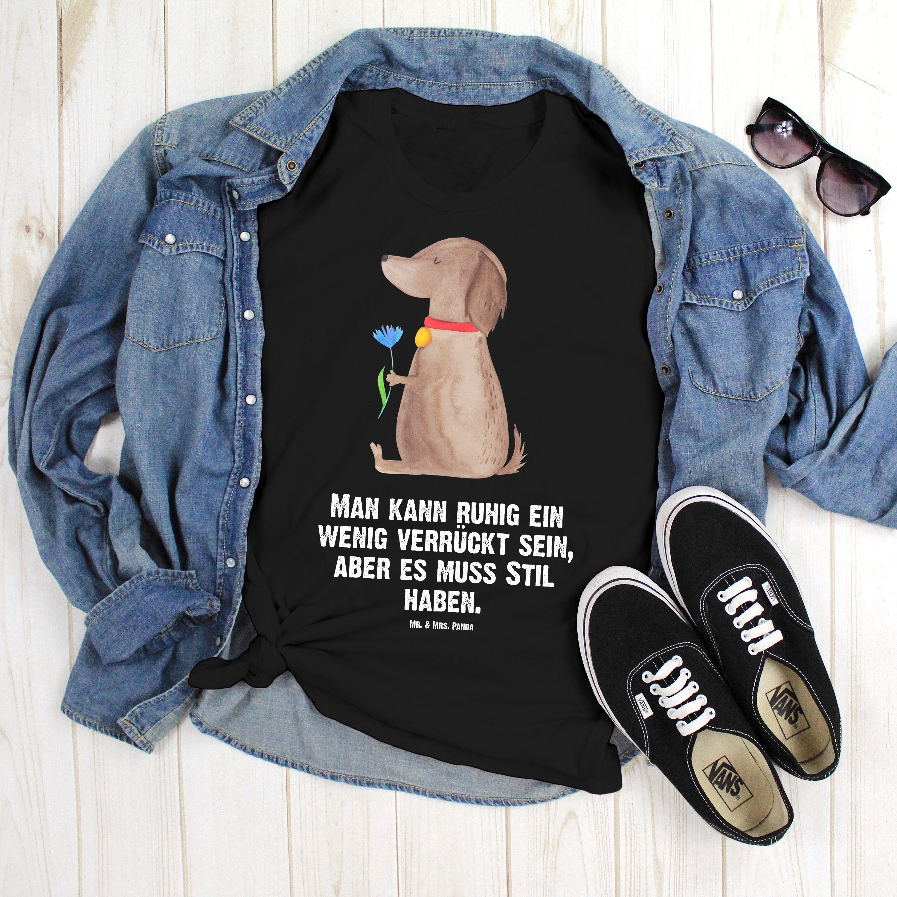 T-Shirt Hund Blume, Größe L T-Shirt, Schwarz, Sprüche, Shirt, Tshirt, T-Shirt