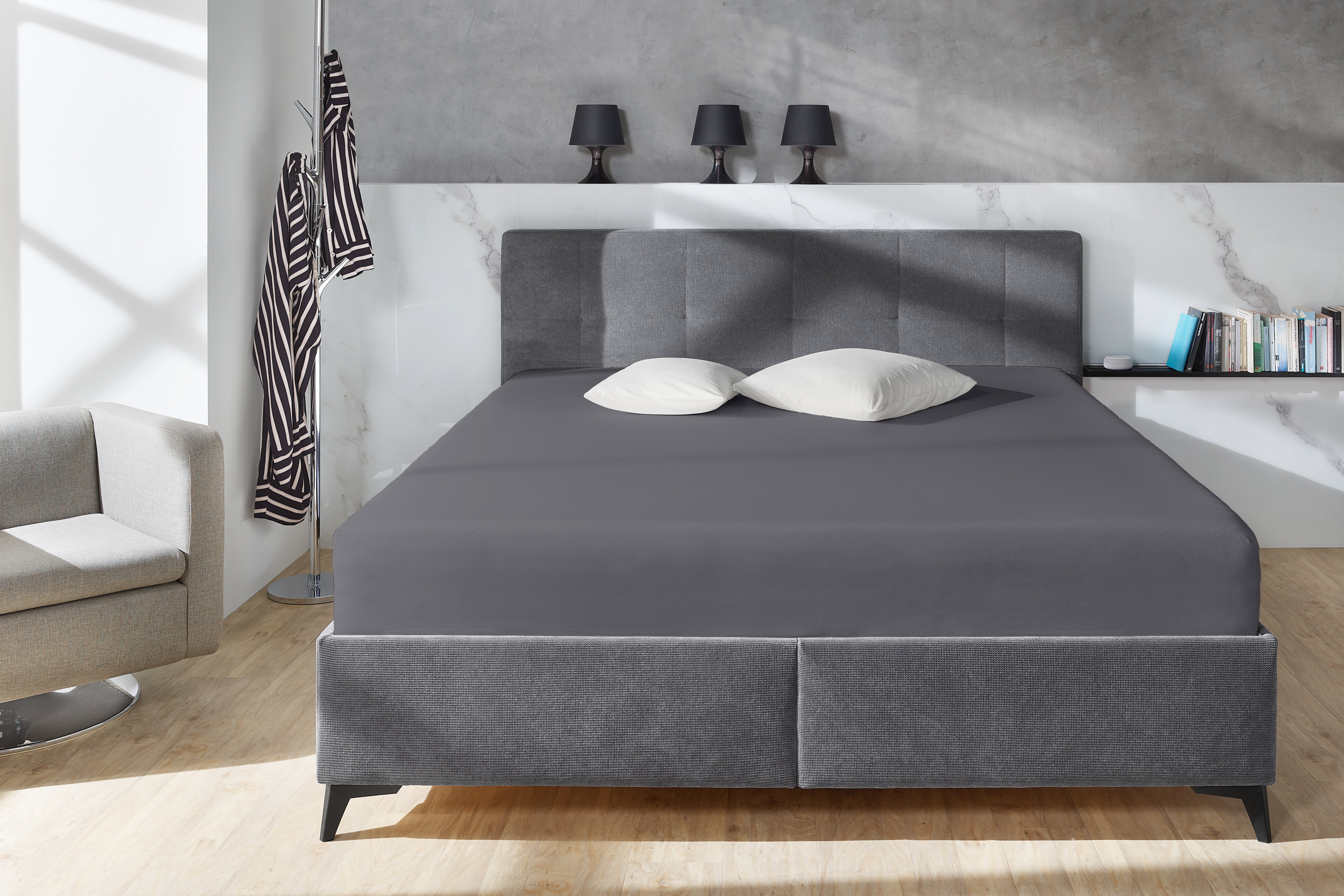 Primera Spannbettlaken Elasthan-Feinjersey, Jersey-Elasthan, Gummizug: rundum, (1 Stück), PREMIUM, aus 95% gekämmter Baumwolle und 5% Elasthan, bis 28 cm Höhe – Bild 2 von 5
