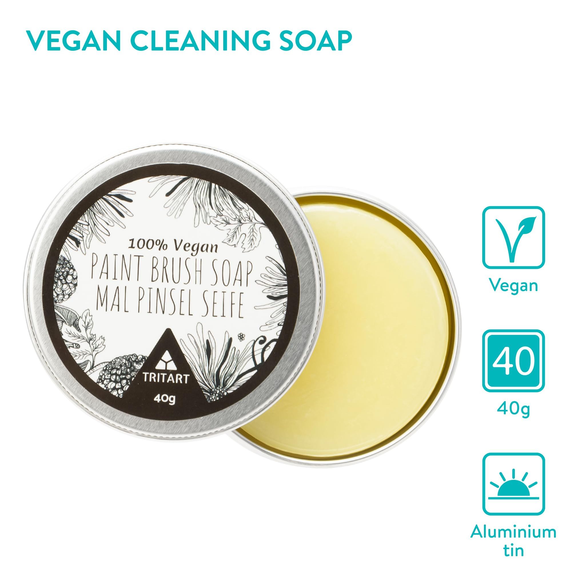 Tritart Tritart Pinselseife 40 g vegan für Acryl und Aquarell Pinselseife