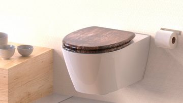 welltime WC-Sitz Used Wood, abnehmbar, Absenkautomatik, bruchsicher, kratzfest, Schnellverschluss