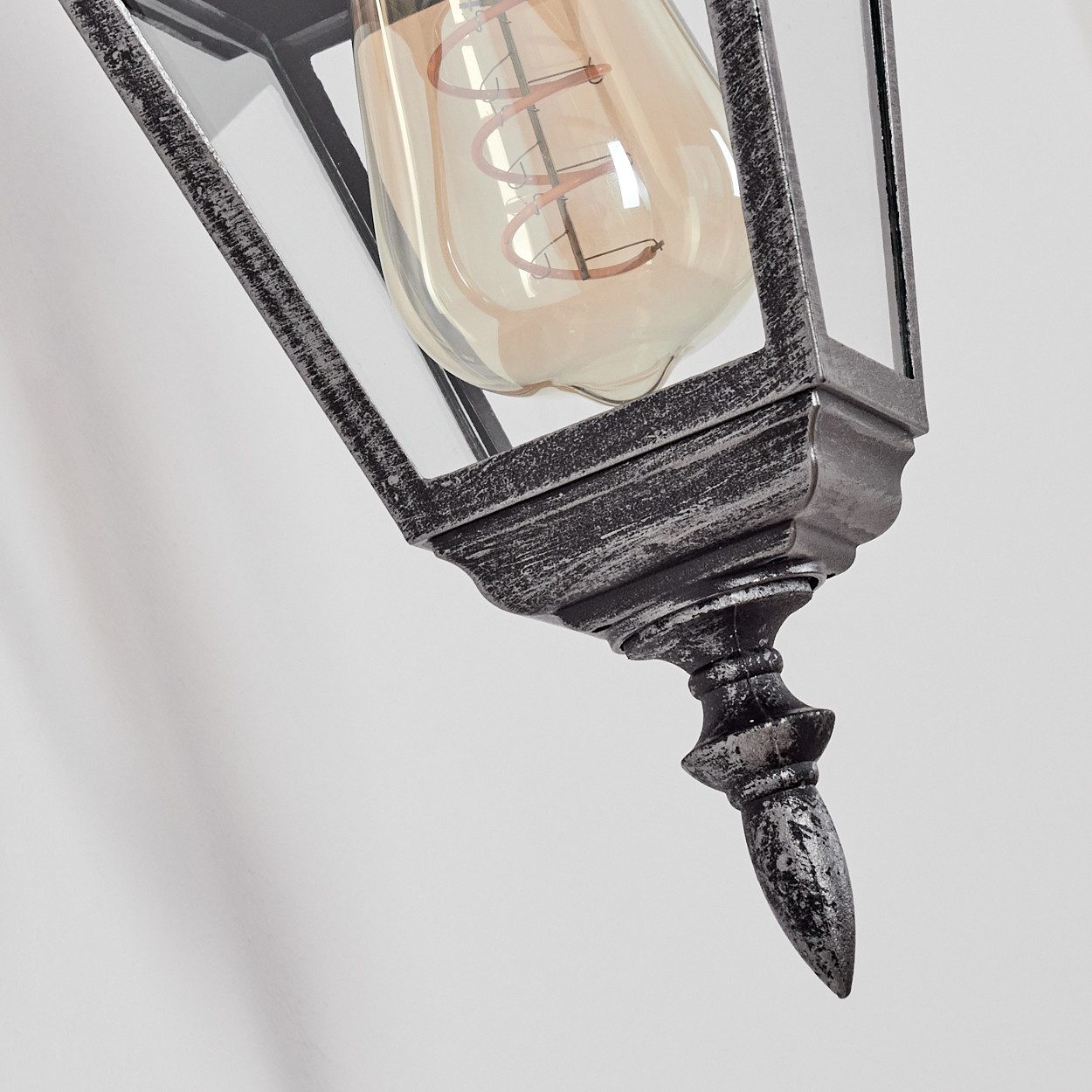 hofstein Außen-Wandleuchte Außenwandlampe aus Metall/Glas in Schwarz/Silberfarben/Klar, ohne Leuchtmittel, Wandleuchte im Vintage/Antik/Landhaus-Design, E27, IP44