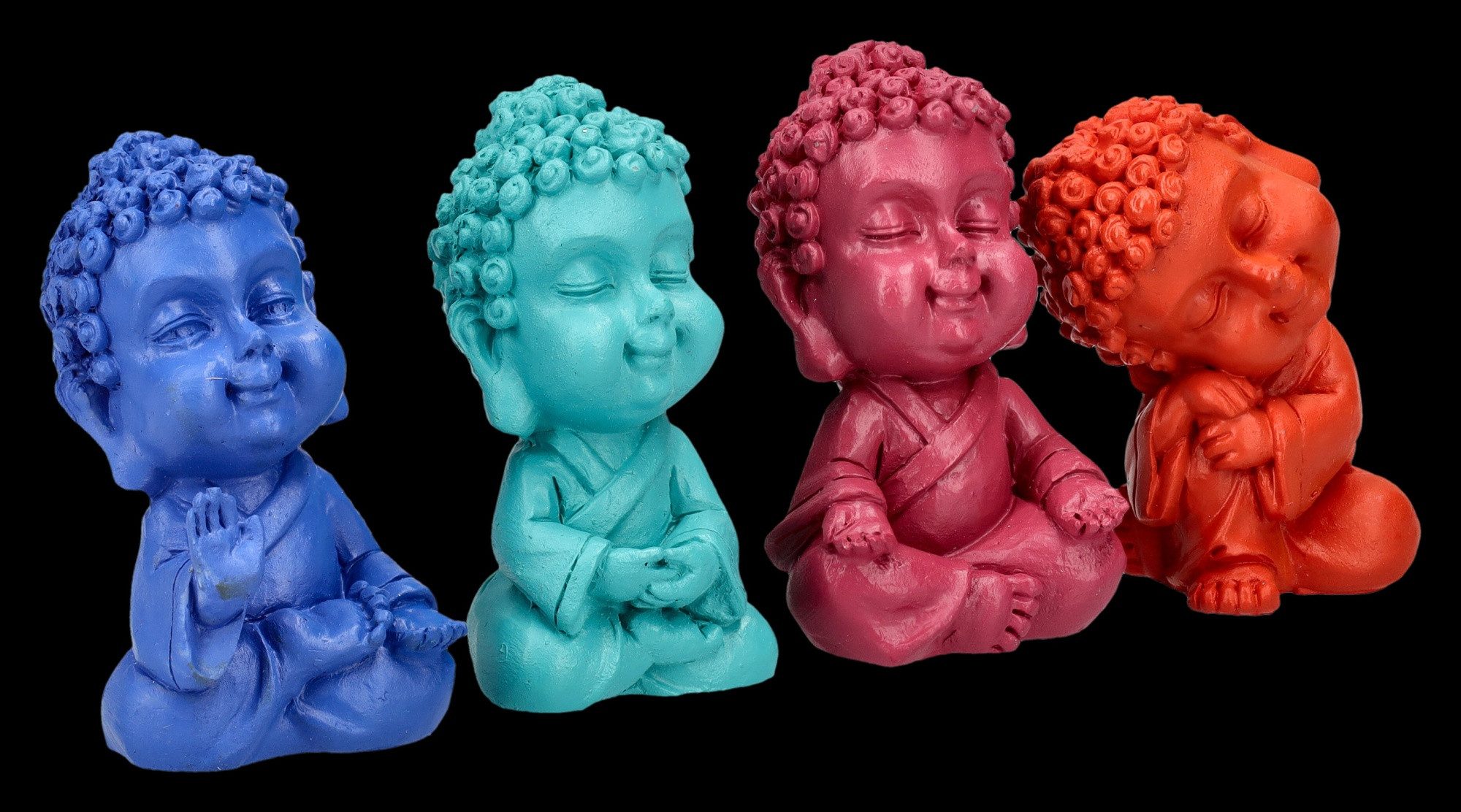 Figuren Shop GmbH Dekofigur Buddha Figur 4er Set - Bunter Segen - Mythologie Dekoration Dekofigur