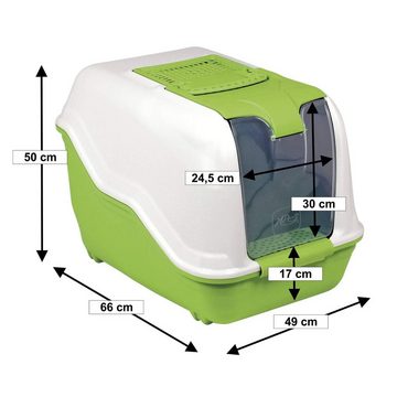 PETGARD Katzentoilette Sparpaket XXLKatzentoilette Haubentoilette, weiss-grün mit großer Vorlegematte
