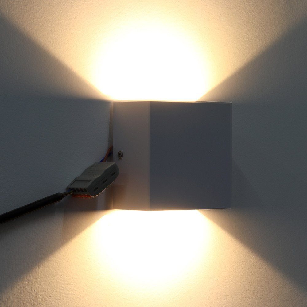 Wohnzimmer fest Flur LED IP65 6W Warmweiß, 2 für Außenwandleuchten, und Lichtstrahl, Stücke Wandleuchte ab LED Auf integriert, /Außen Einstellbarer iscooter Weiß Wandlampe Schlafzimmer Wasserdichte, Innen