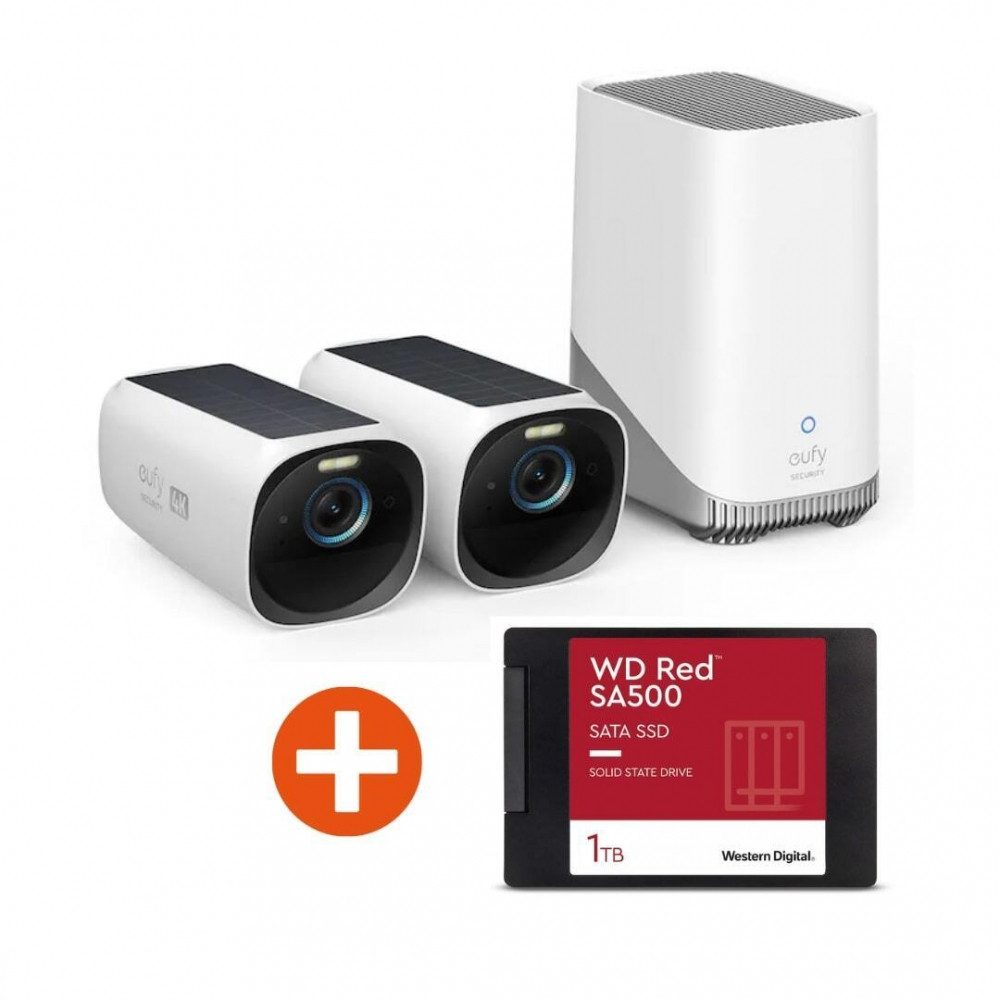 eufy Überwachungskamera Eufy S330 eufyCam 3 Überwachungskamera Komplettsystem. (IP/Netzwerk, Komplettsystem, Komplettsystem mit 2 Kameras + HomeBase 3, Akku)