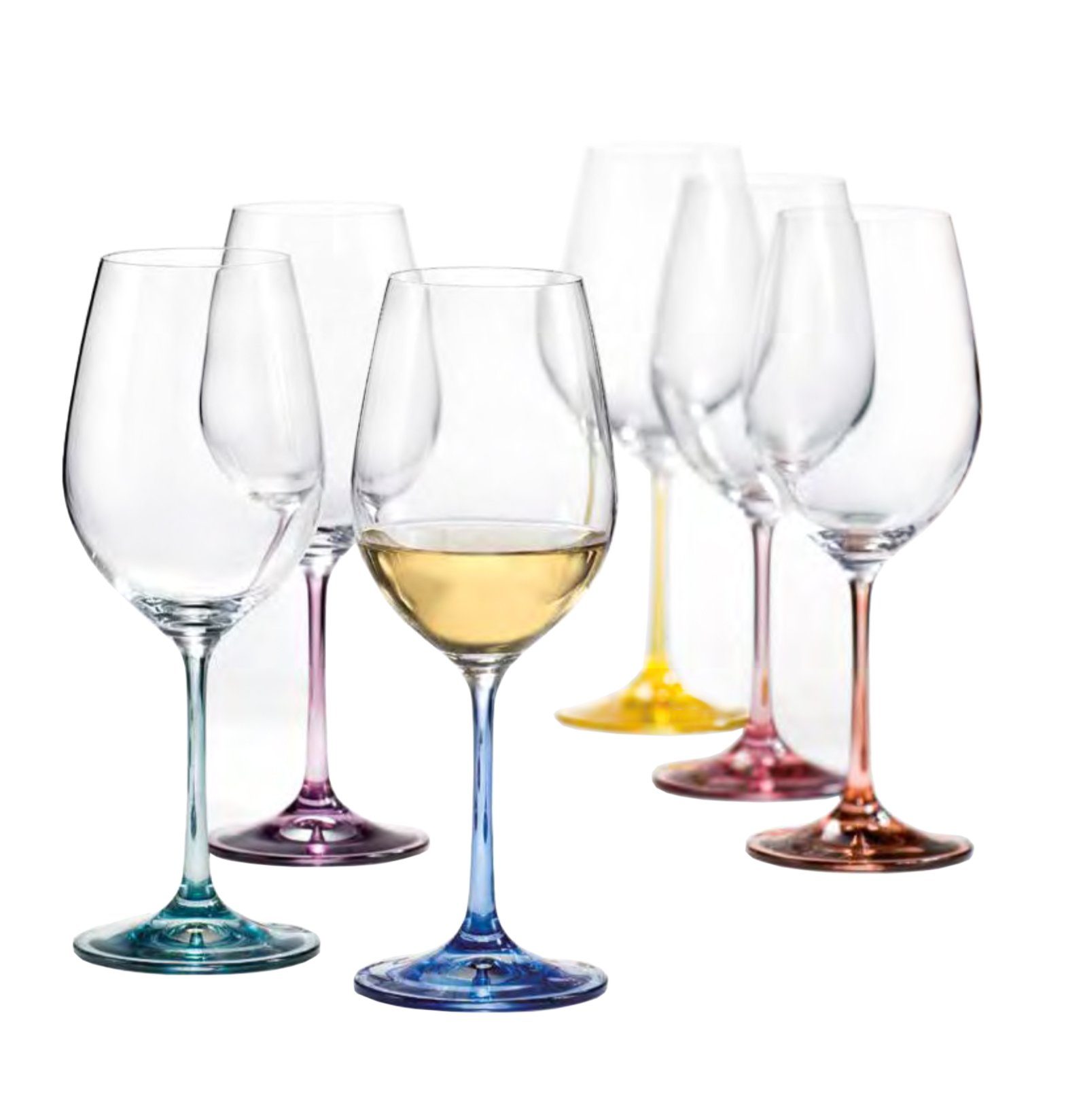 Crystalex Weißweinglas Weißweingläser Spectrum 350 ml 6er Set, 6-tlg., Glas, mehrfarbig