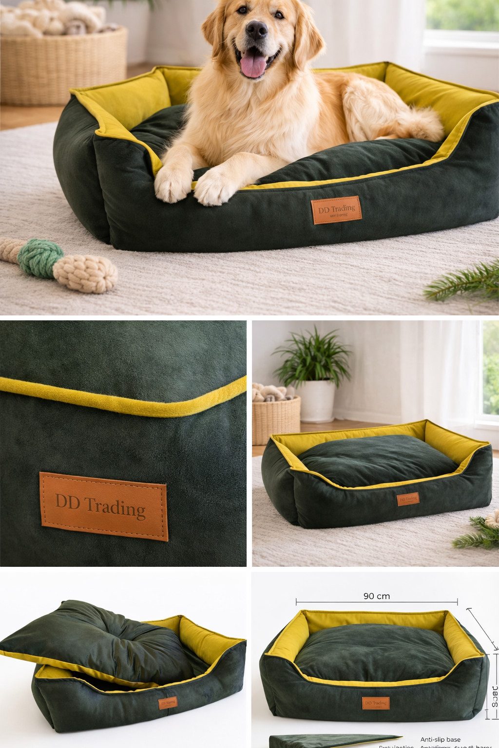 DDOnlineShop Hundebett Premium Hochwertiges Tierbett 100% Polyester, 100% Polyester, mit Beidseitig verwendbare Kissen