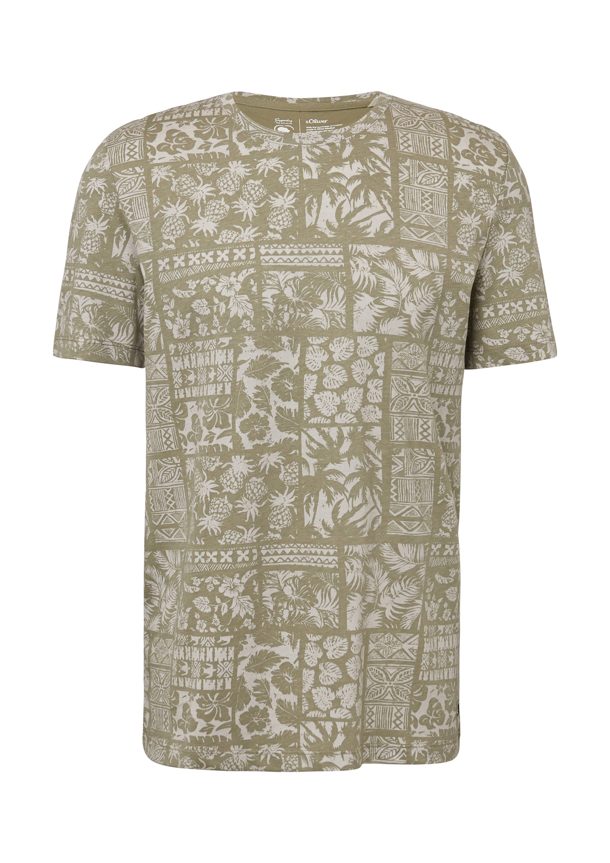 s.Oliver Kurzarmshirt T-Shirt Baumwoll-T-Shirt mit All-over-Print günstig online kaufen