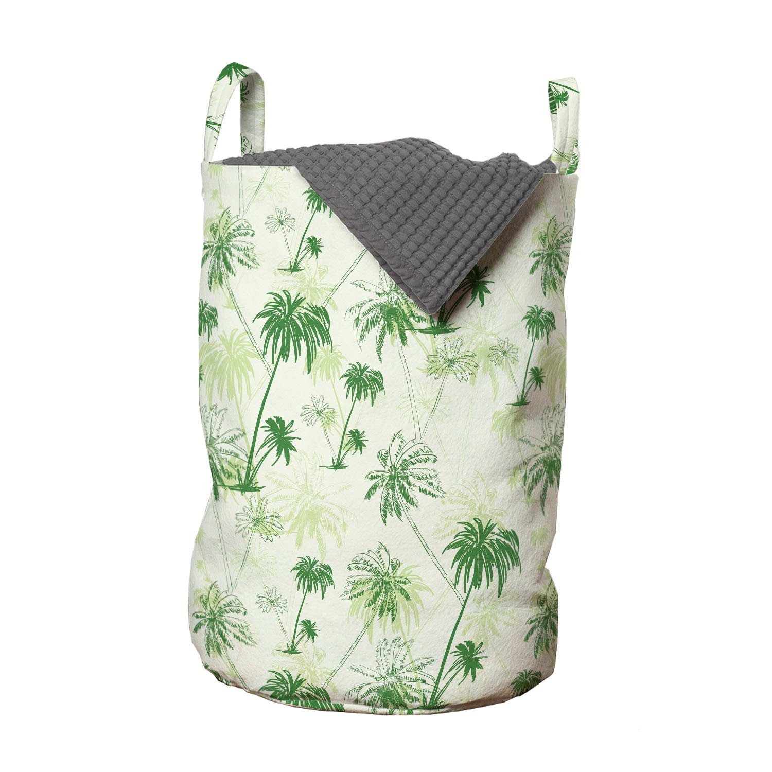 Abakuhaus Wäschesäckchen Wäschekorb mit Griffen Kordelzugverschluss für Waschsalons, Hawaii Sketch Stil Palmen