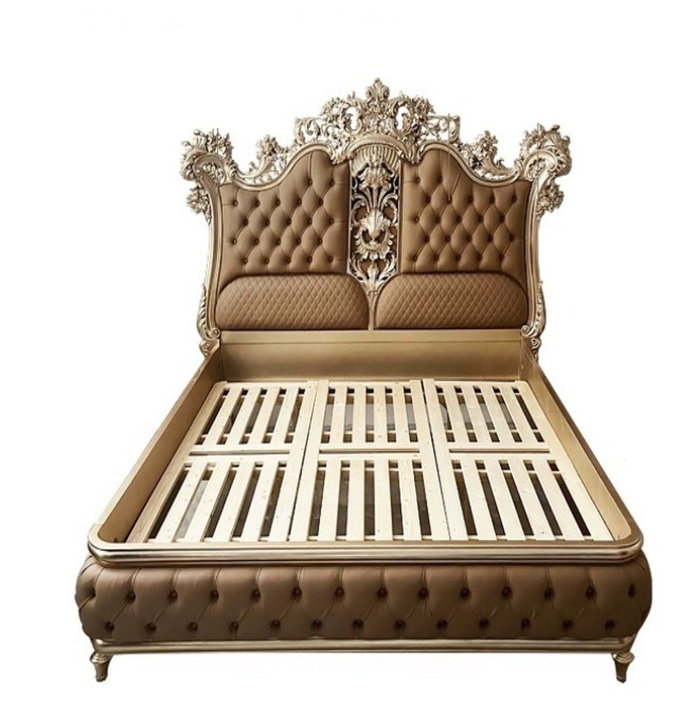 JVmoebel Polsterbett Klassisches Chesterfield Barockbett Kunstlederbett, Made in Europa