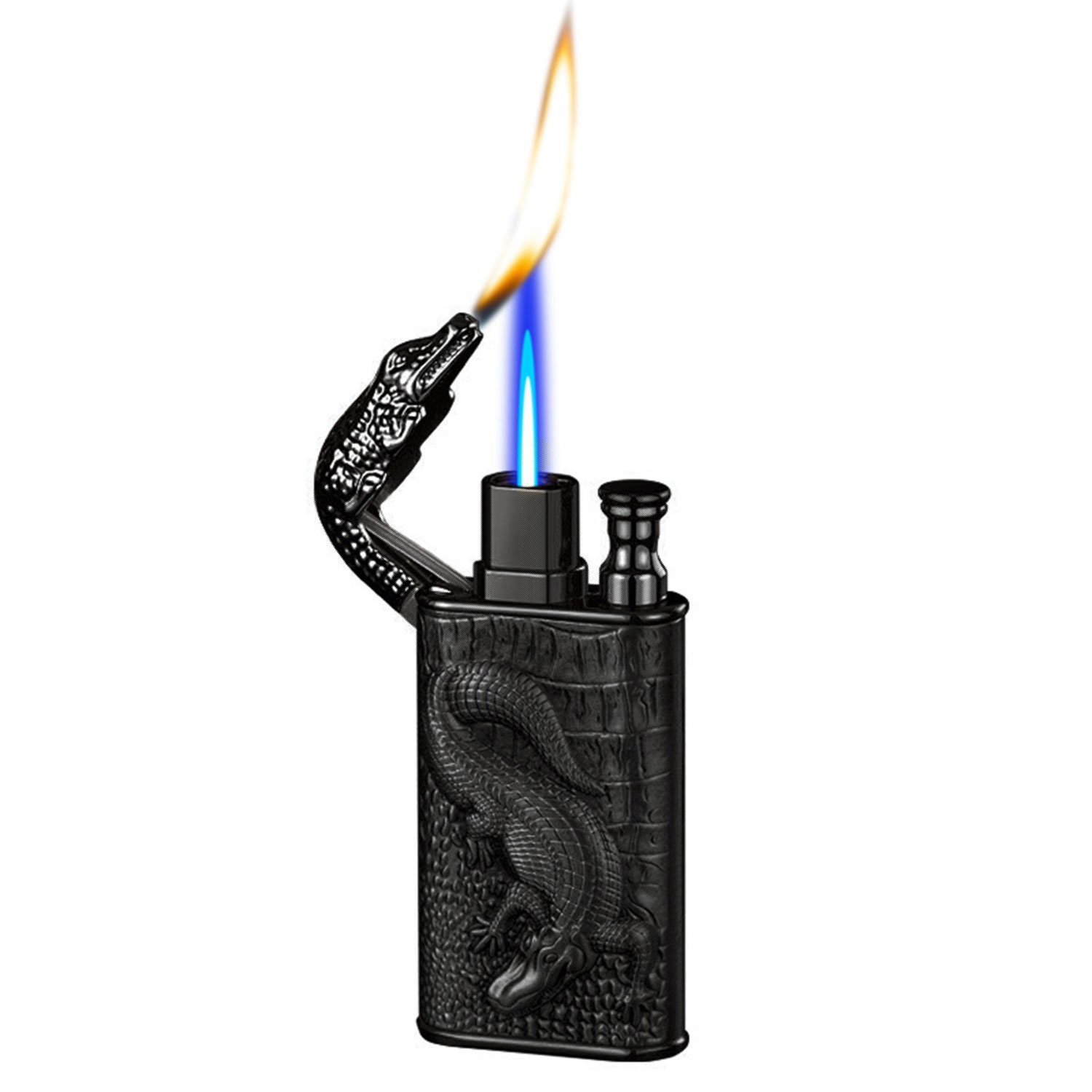 MAGICSHE Feuerzeug Winddicht Doppelflammenanzünder,Metallkörper, Einstellbare Flammengröße,Retro-Stil,Geschenke für Männer