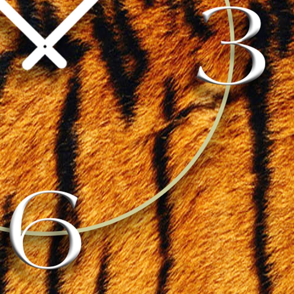 Fell 3D-Optik dixtime modernes Alu-Dibond) Design aus Tiger 4mm Designer Animalprint Wanduhr Wanduhr Wanduhren (Einzigartige