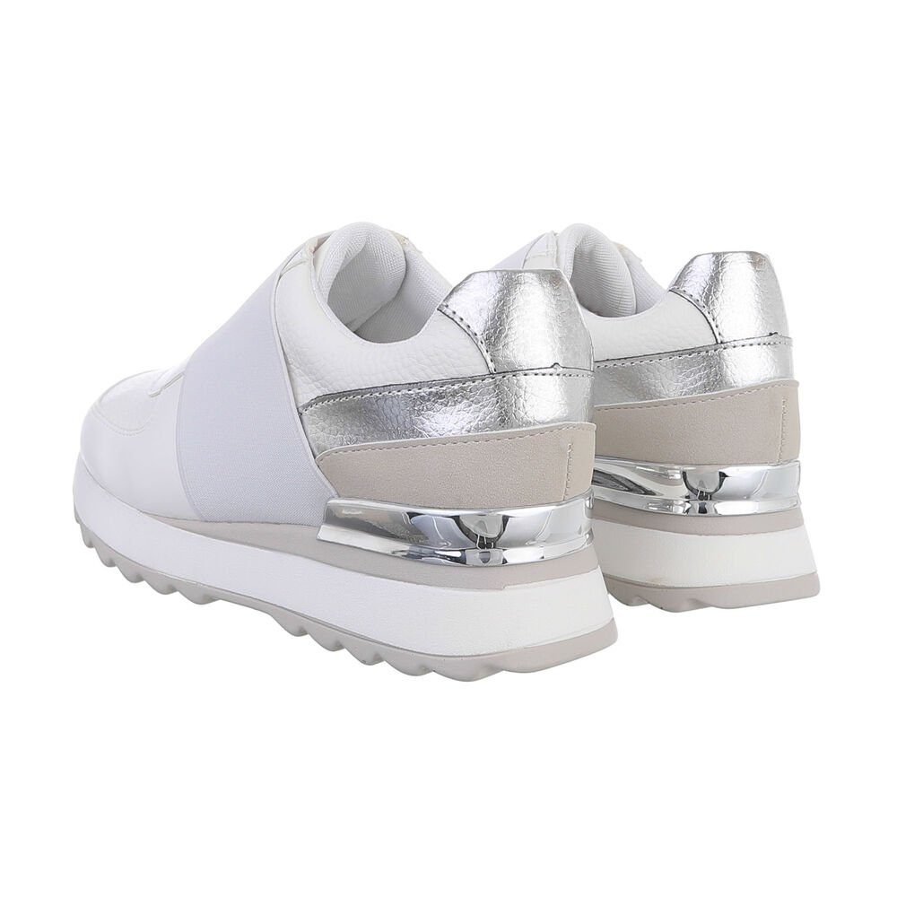 Ital-Design Damen Low-Top Freizeit Sneaker Keilabsatz/Wedge Sneakers Low in Weiß