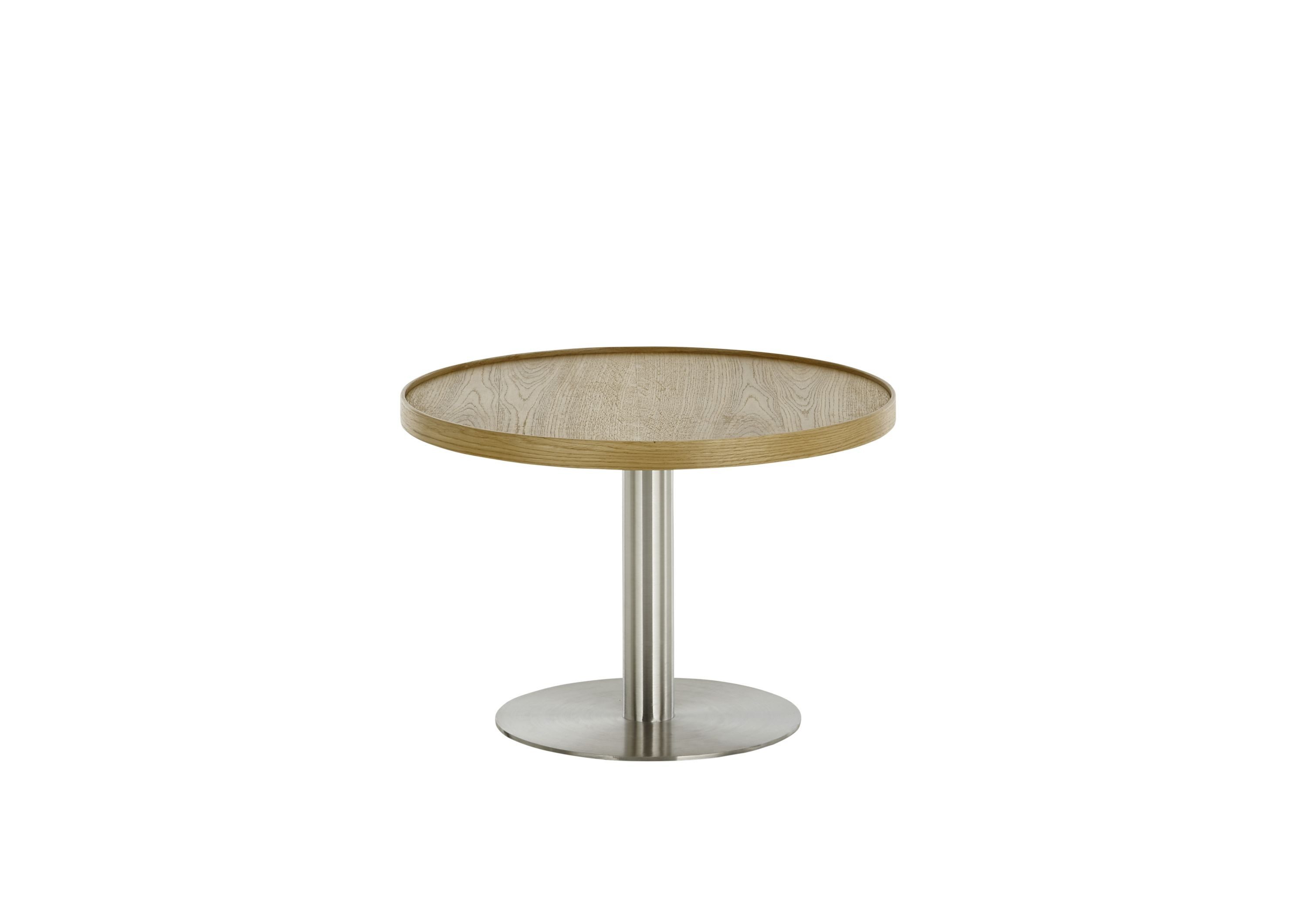 Robas Lund Couchtisch, Couchtisch rund Eiche/Edelstahl?Optik 60x40x60 cm