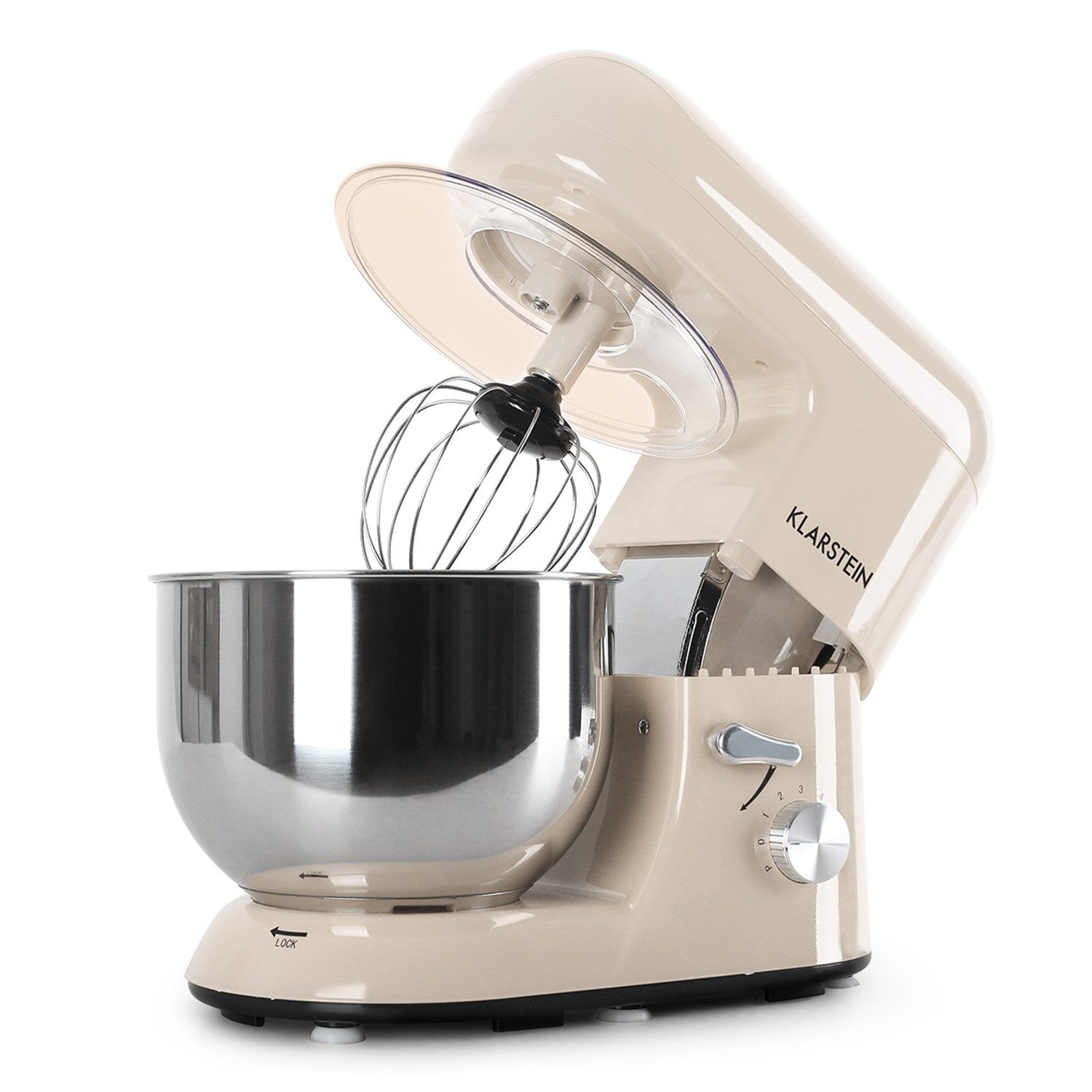Klarstein Küchenmaschine, 1800 W, 5.2 l Schüssel, Knetmaschine Teigmaschine Teigknetmaschine Rührmaschine Standmixer