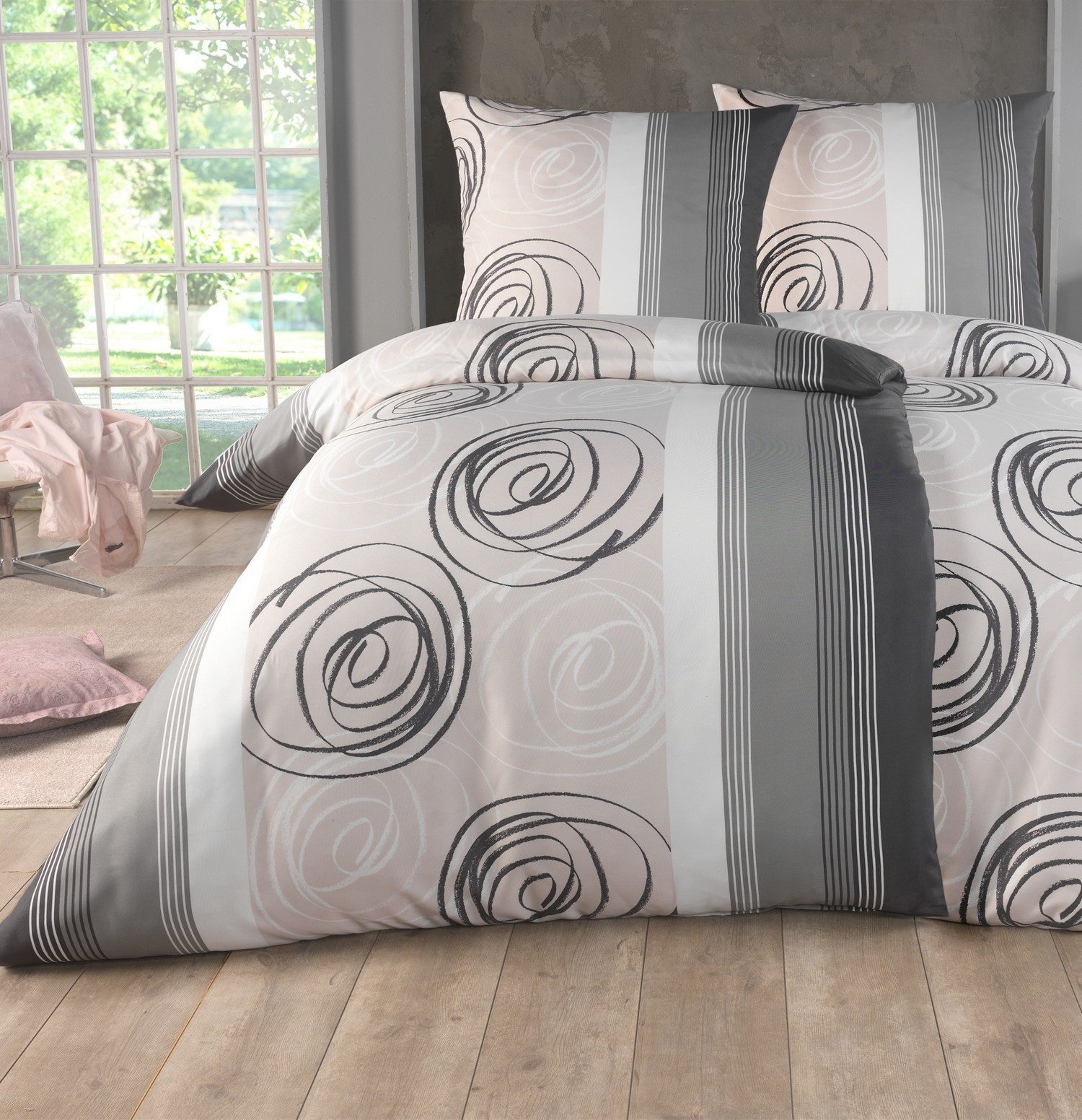 Kuscheli Bettwäsche 2x 135x200 + 2x 80x80 cm atmungsaktiver Bettbezug, moderne Designs, 0 teilig, Für Allergiker geeignet, pflegeleicht, angenehm weicher Stoff