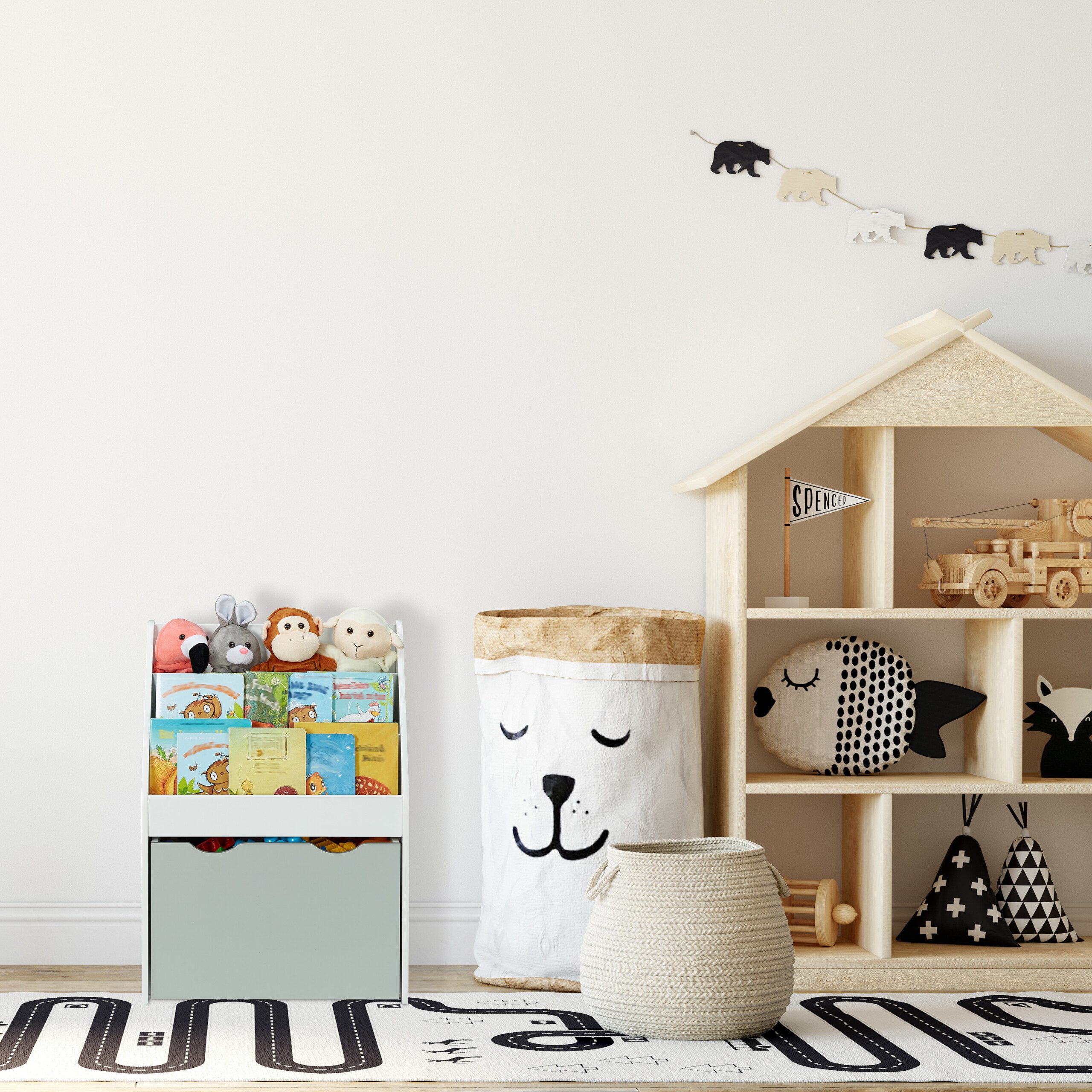 relaxdays Standregal Kinderregal mit Spielzeugkiste günstig online kaufen