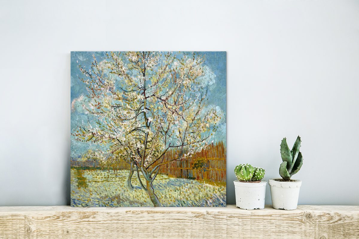 Metall, Vincent deko MuchoWow Pfirsichbaum (1 van Gogh, Aluminium aus Alu-Dibond-Druck, Blühender St), - Gemälde Metallbild