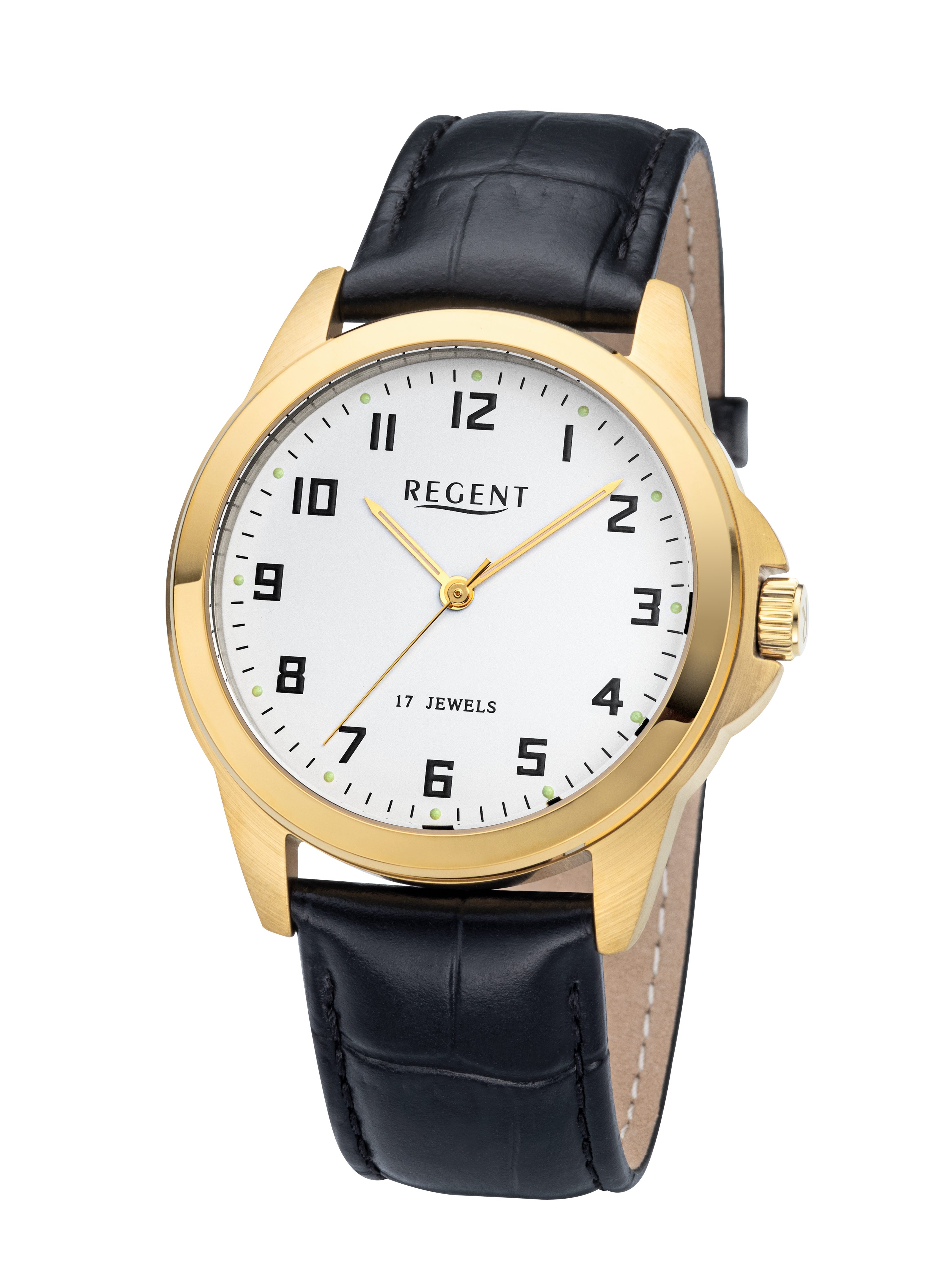 Regent Mechanische Uhr F1631, Armbanduhr, Damenuhr, Herrenuhr, Lederarmband, analog