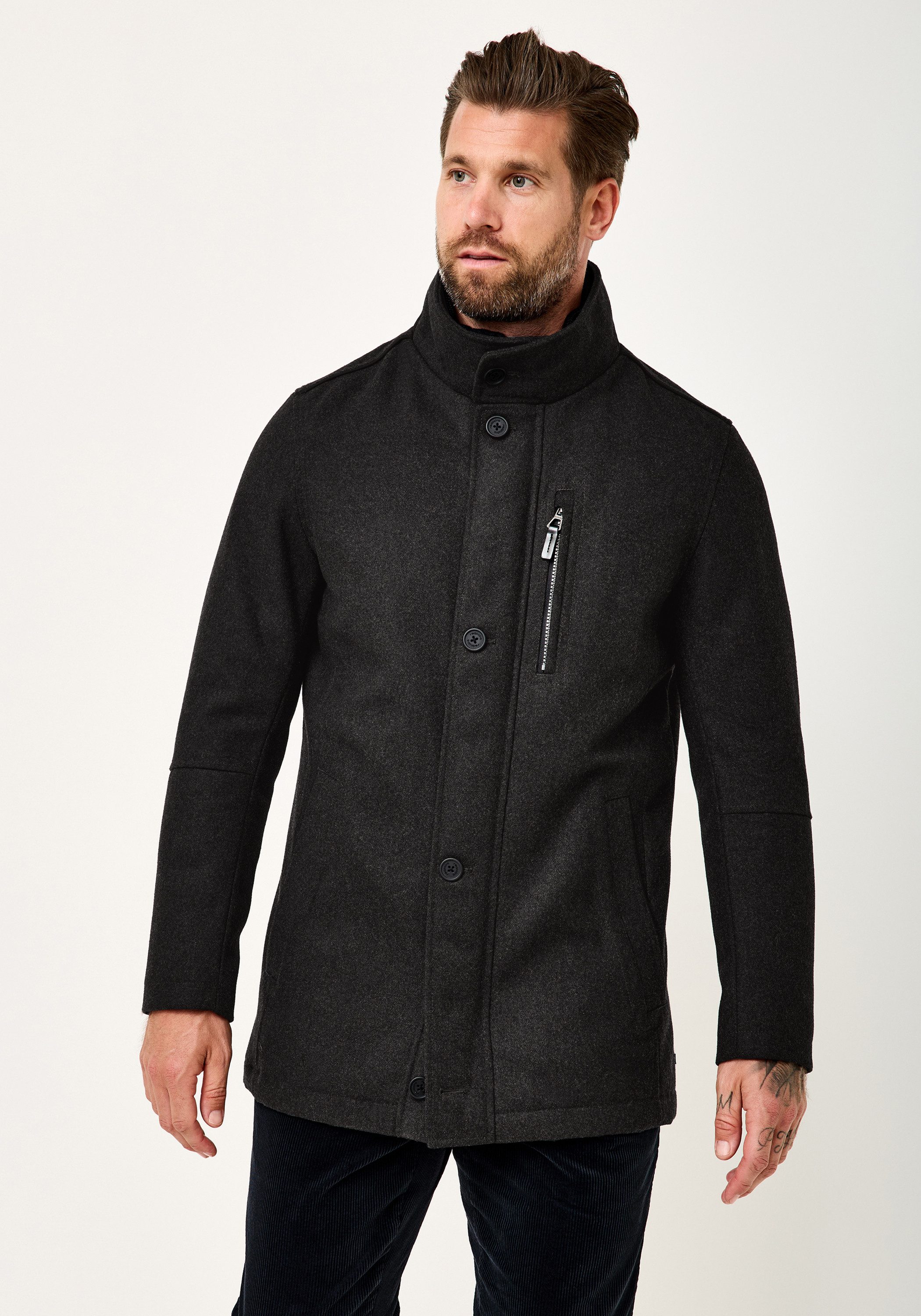 Redpoint Winterjacke GILL Modern Fit Wool Blend Melange Wintermantel