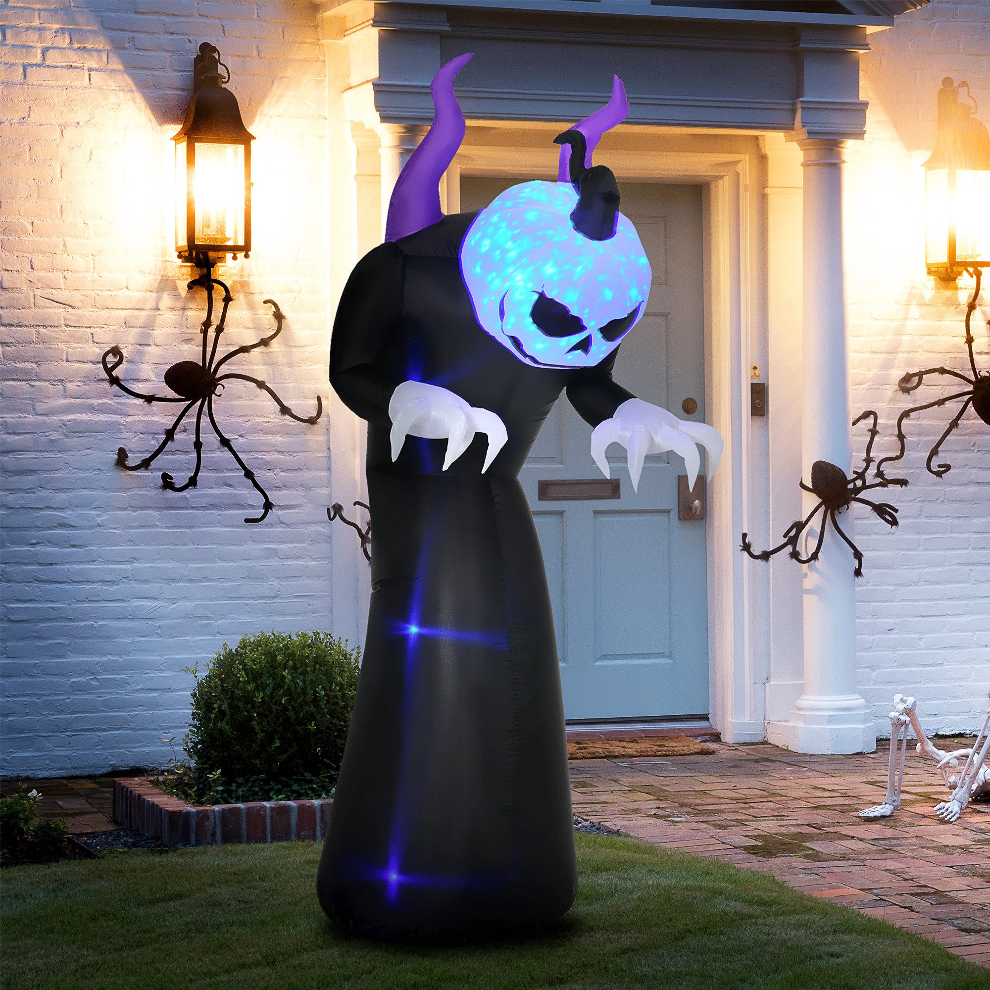 Outsunny LED-Dekofigur Gespenst mit Kürbiskopf, LED, Halloweendekoration, wasserdicht (Halloweendeko, 1 St., Aufblasbare Halloween-Dekoration), Schwarz 88 x 79 x 210 cm