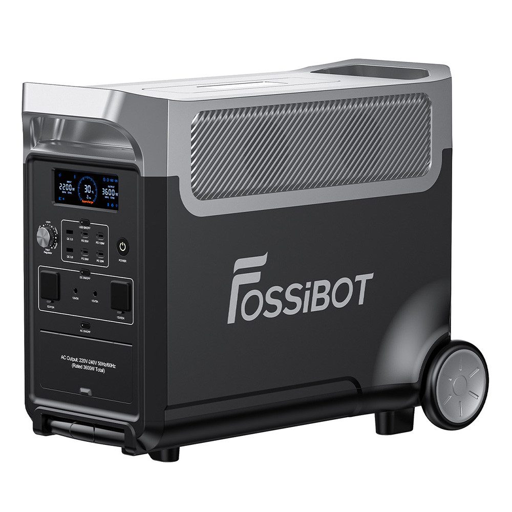 Fossibot Stromerzeuger F3600 PRO 3840Wh LiFePO4-Akku, 3600W AC-Ausgang, Tragbares Kraftwerk, (1-tlg), 13 Ausgangsanschlüsse, LCD-Bildschirm, mit Rollrädern
