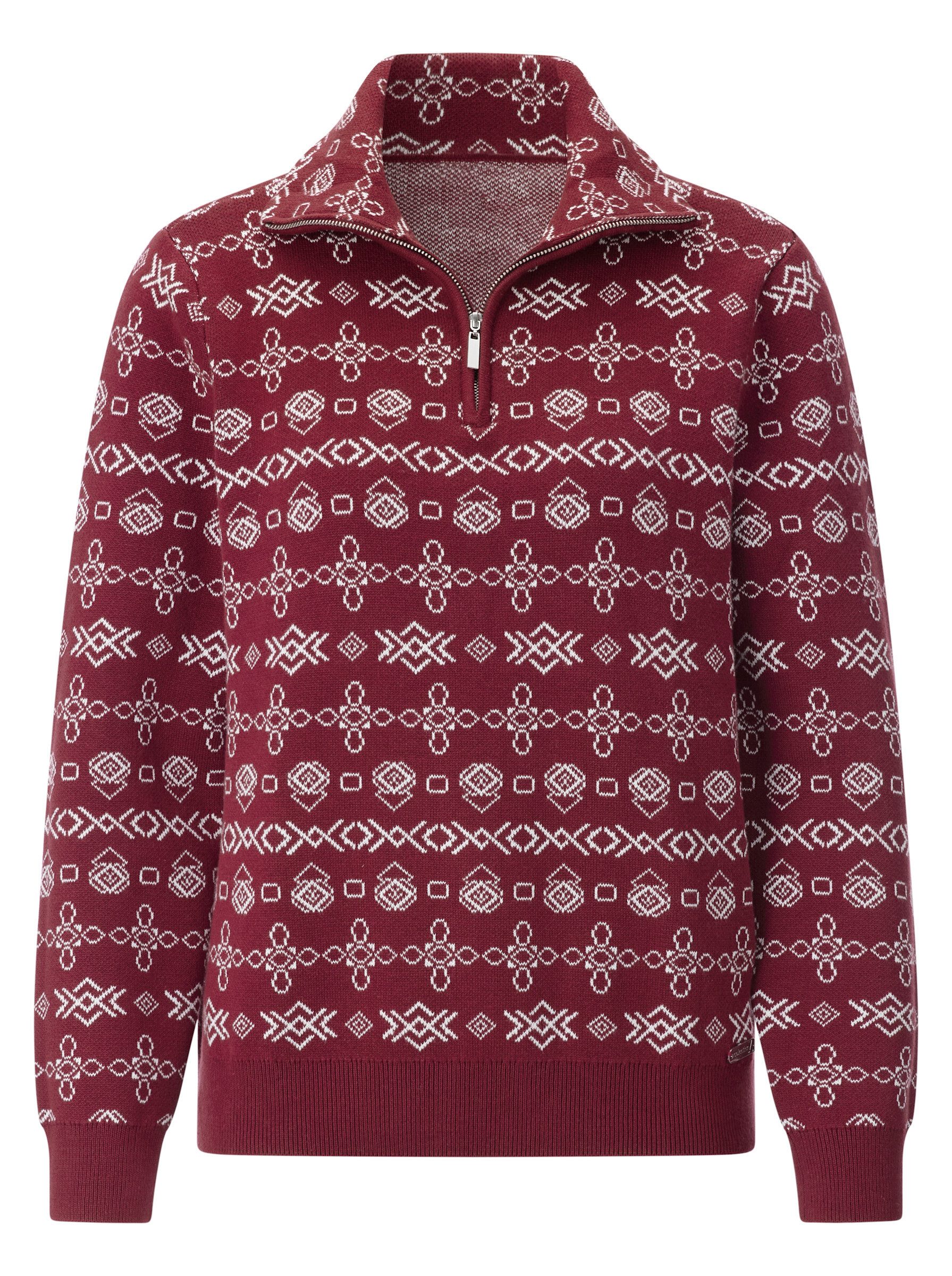 Witt Strickpullover Troyer Langarm Jacquard