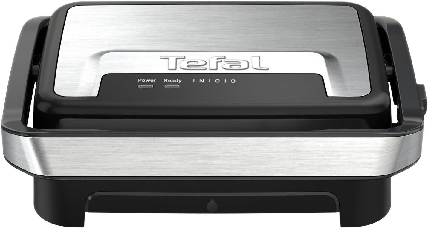 Tefal Kontaktgrill Inicio Compact, 2-in-1 Panini /Grill, antihaftbeschichtetete Platten, 1000 W, Platzsparendes Design, spülmaschinengeeignete Saftschale, GC270D
