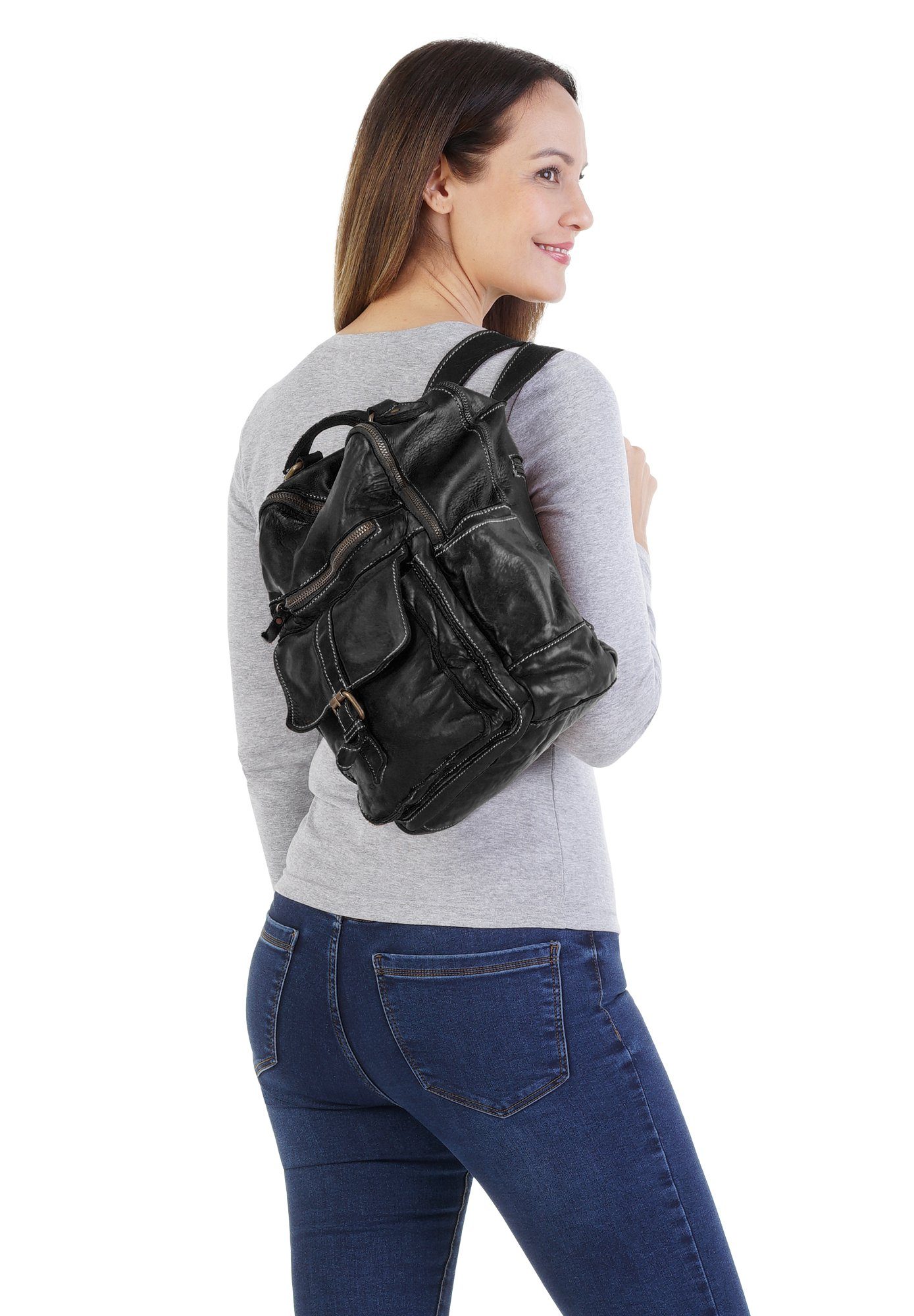 X-Zone Laptoprucksack, echt Leder, Made in günstig online kaufen