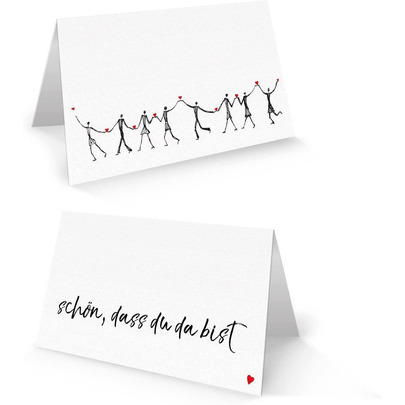Logbuch-Verlag Klappkarte Tischkarten mit "Schön, dass du da bist" weiß schwarz (VE = 25 Stück)