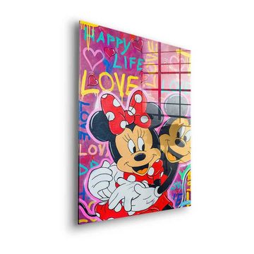 DOTCOMCANVAS® Acrylglasbild Happy Life - Acrylglas, Acrylglasbild Micky Maus Minnie Mouse Happy Life Love Comic Pop Art