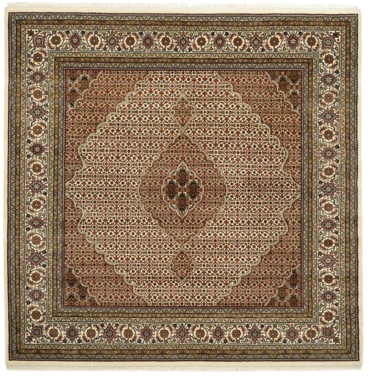 Orientteppich Indo Täbriz Mahi 203x203 Handgeknüpfter Orientteppich Quadratisch, Nain Trading, rechteckig, Höhe: 12 mm | Kurzflor-Teppiche