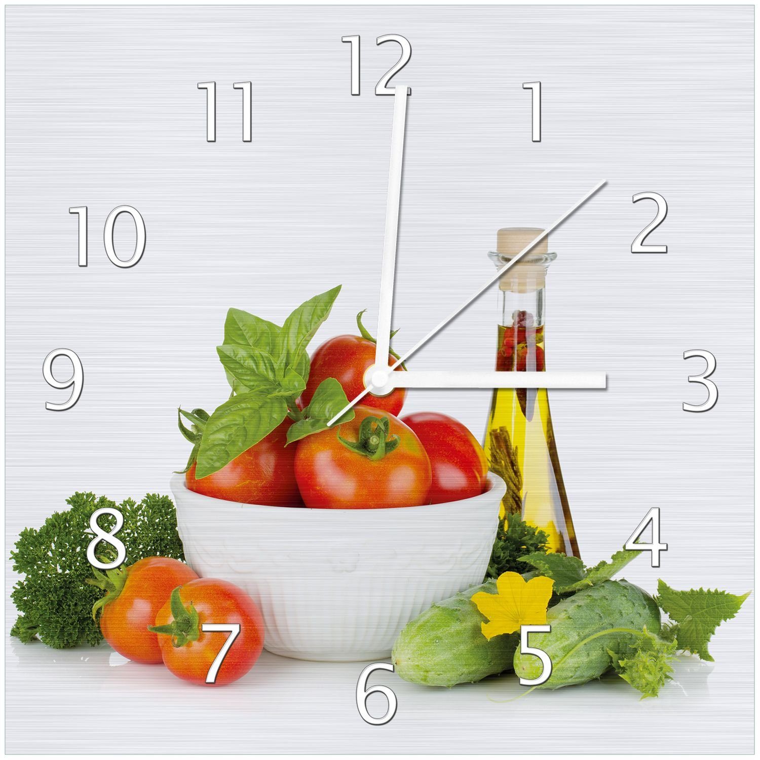 maximaler Diskontsatz Wallario Wanduhr (Aluverbunduhr) Tomaten, Gurke, Petersilie Salatzutaten - Frische Kräuter-Öl mit