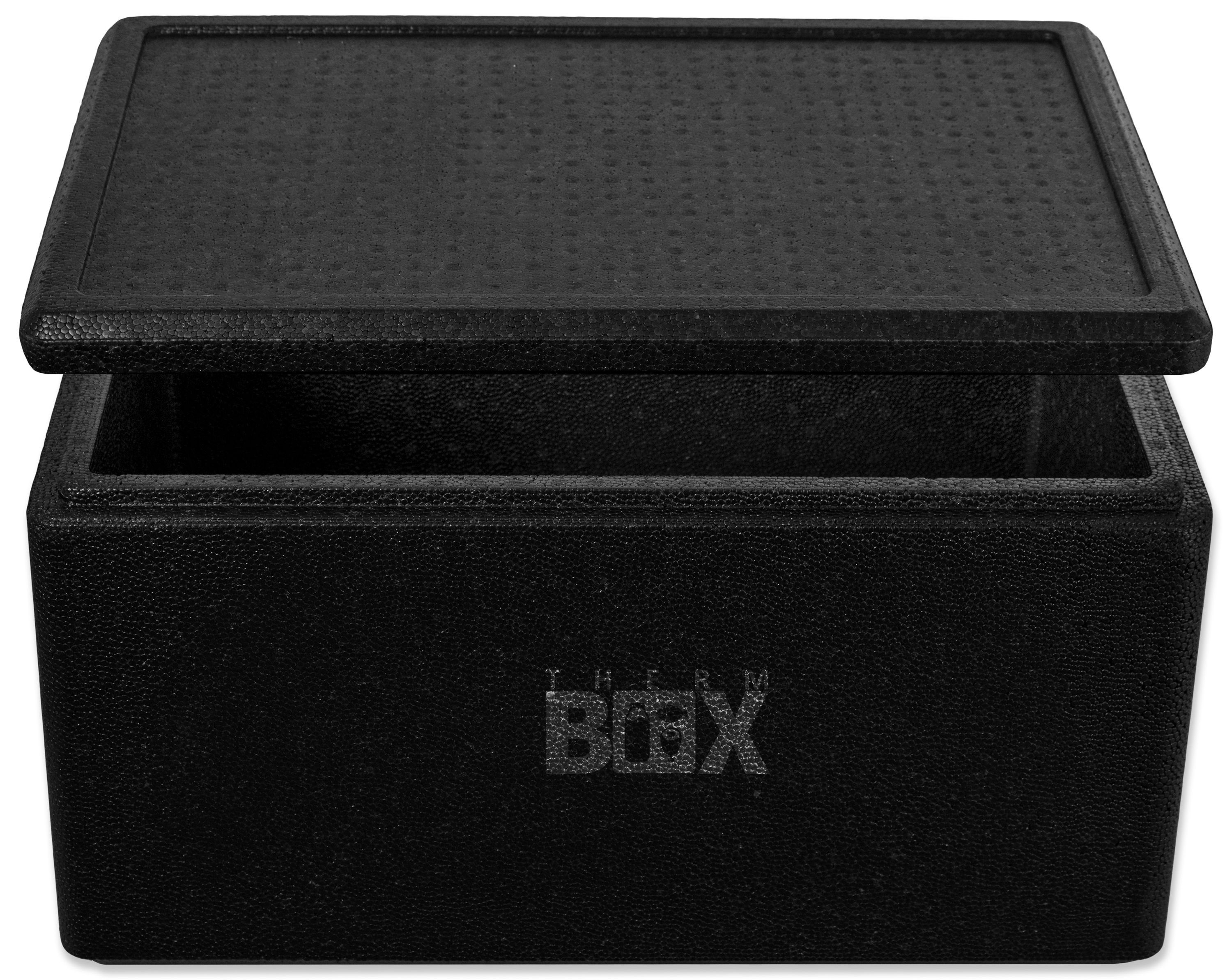 THERM-BOX Thermobehälter Profibox 45B Wand: 3cm 45,3L Innenmaß: 53x33x25cm, Styropor-Piocelan, (0-tlg., Box mit Deckel im Karton), Wiederverwendbar Isolierbox Thermbox Kühlbox Warmhaltebox Styroporbox