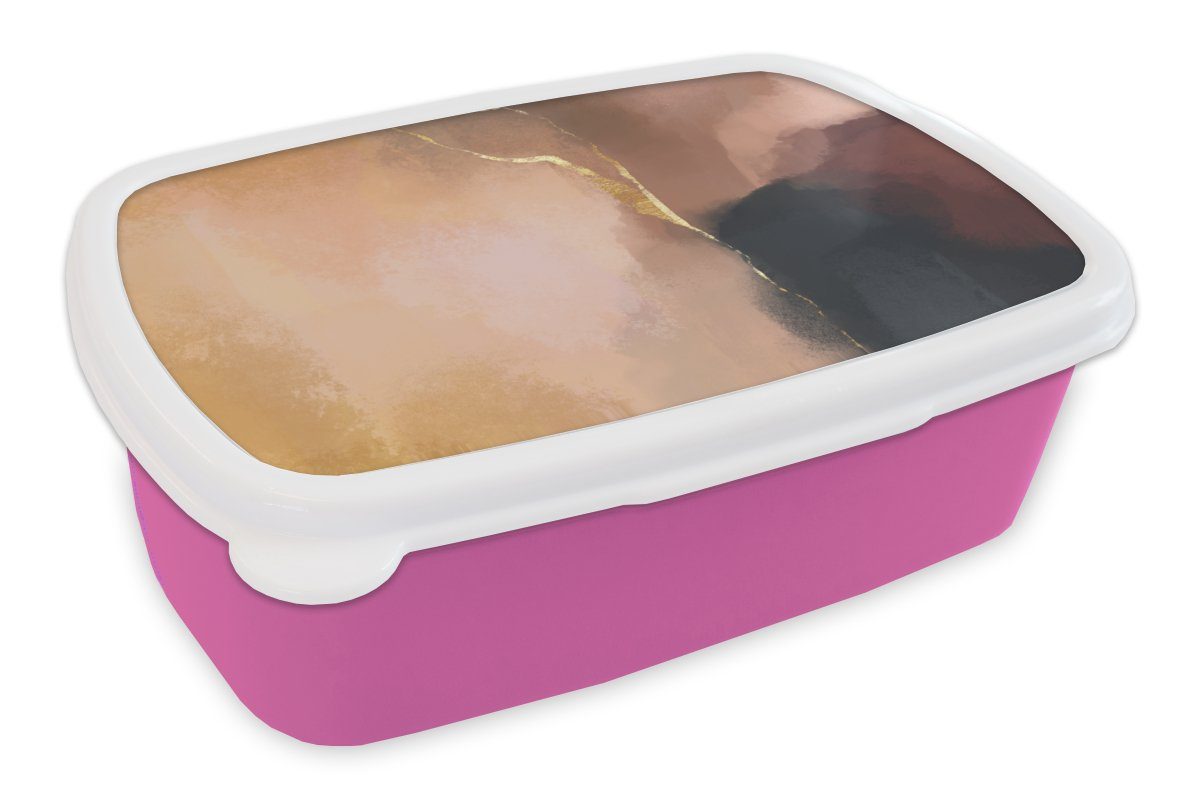 Pastell, Abstrakt Brotbox - Brotdose Kunststoff, - (2-tlg), Mädchen, Lunchbox Snackbox, Erwachsene, MuchoWow für Malerei rosa Kinder, Kunststoff