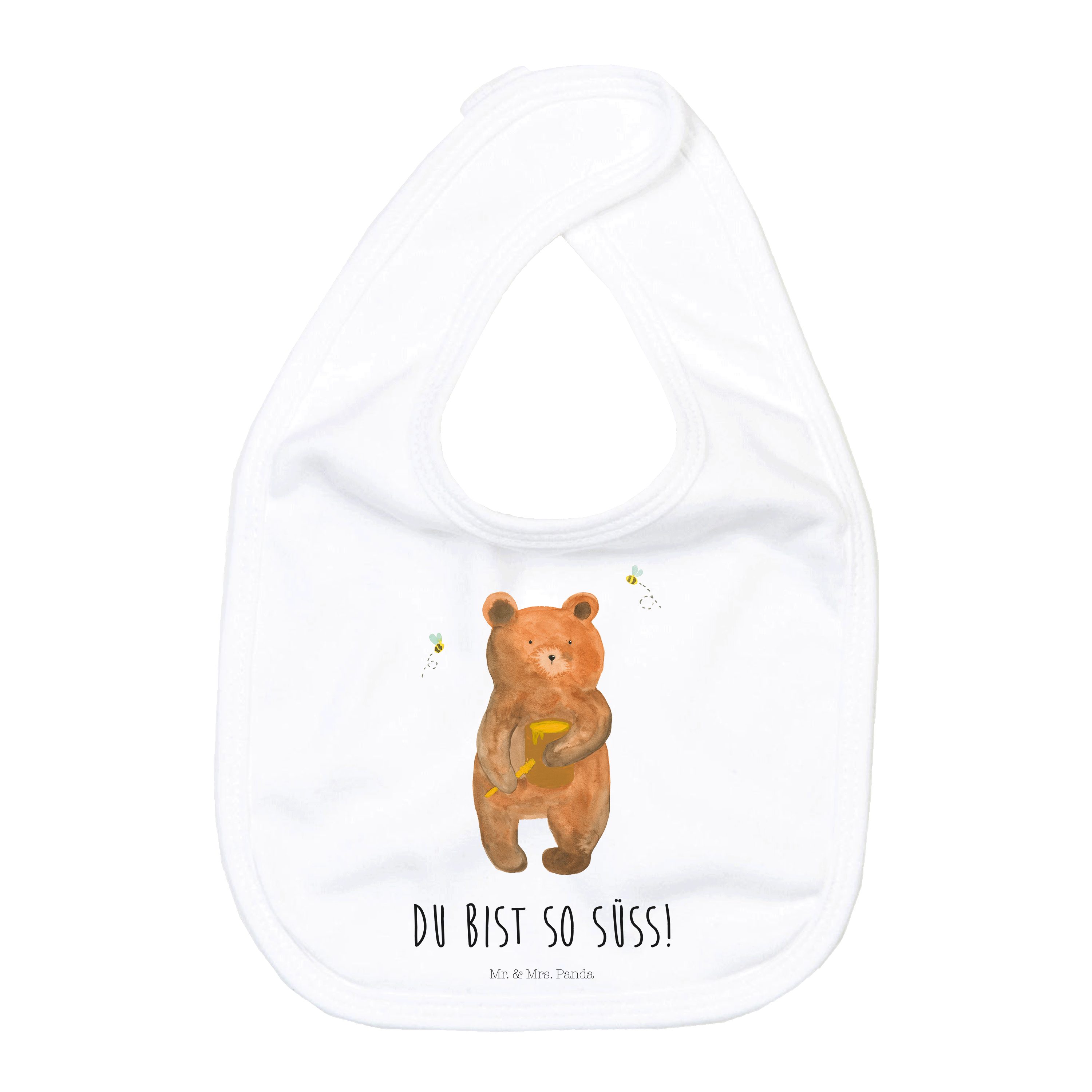 Tragetuch Bär Honig - Weiß - Geschenk, Babyausstattung, Verliebte, Baby, Spuckt