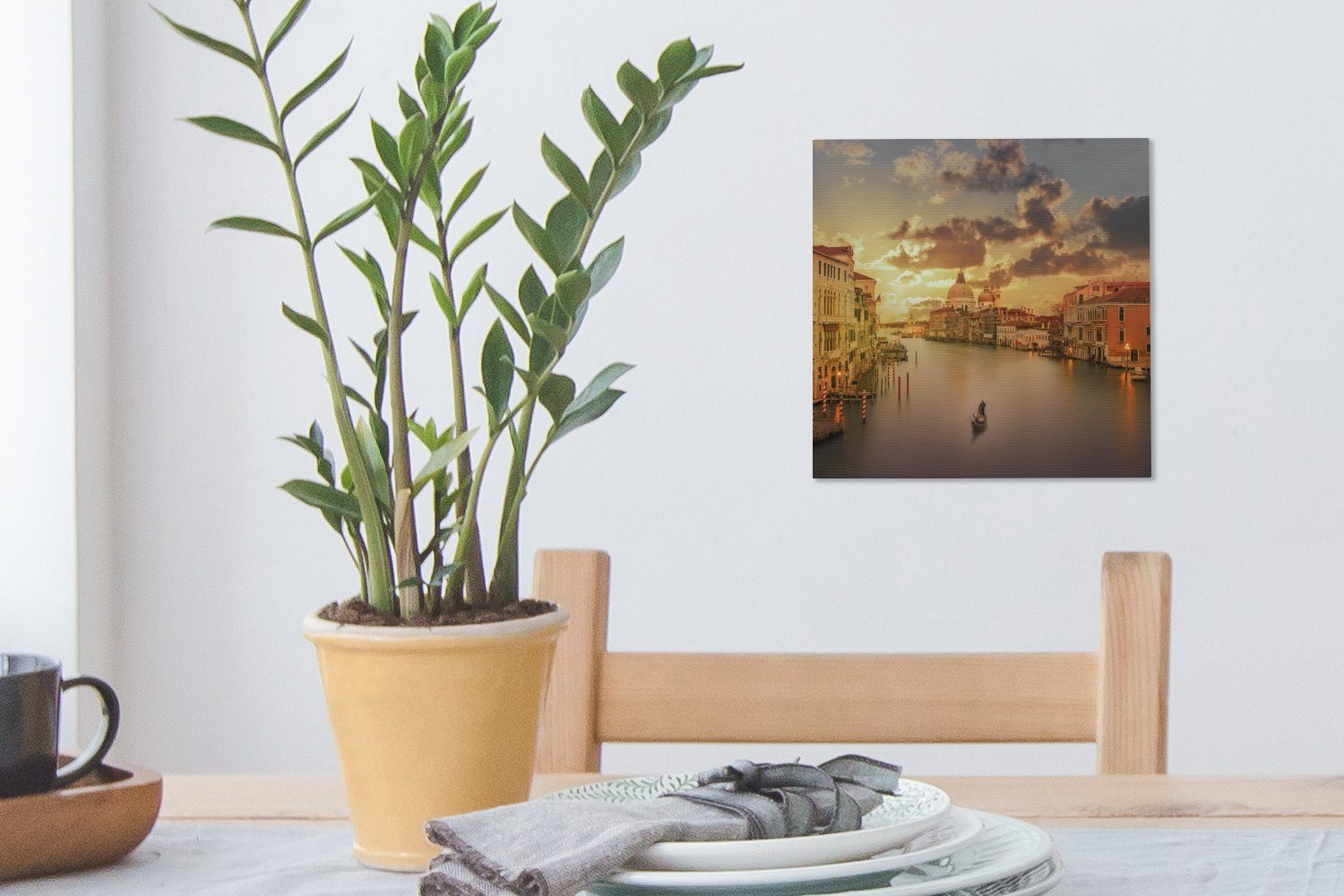 OneMillionCanvasses® Leinwandbild Gondel Wohnzimmer Schlafzimmer St), Leinwand - - Canal (1 Italien für Bilder Grande